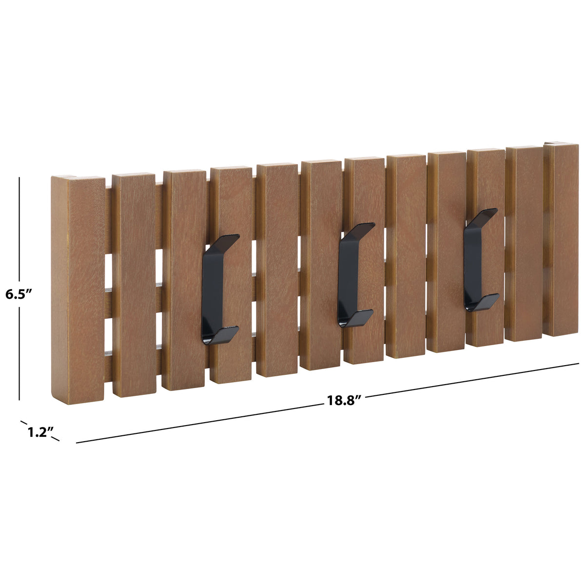 The sepia rack measures 18.8 inches wide, 6.5 inches high and 1.2 inches deep for sleek wall storage. || STG5704B || dimension_studio