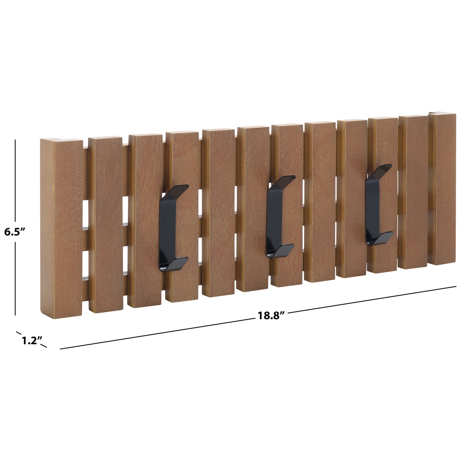 The sepia rack measures 18.8 inches wide, 6.5 inches high and 1.2 inches deep for sleek wall storage. || STG5704B || dimension_studio