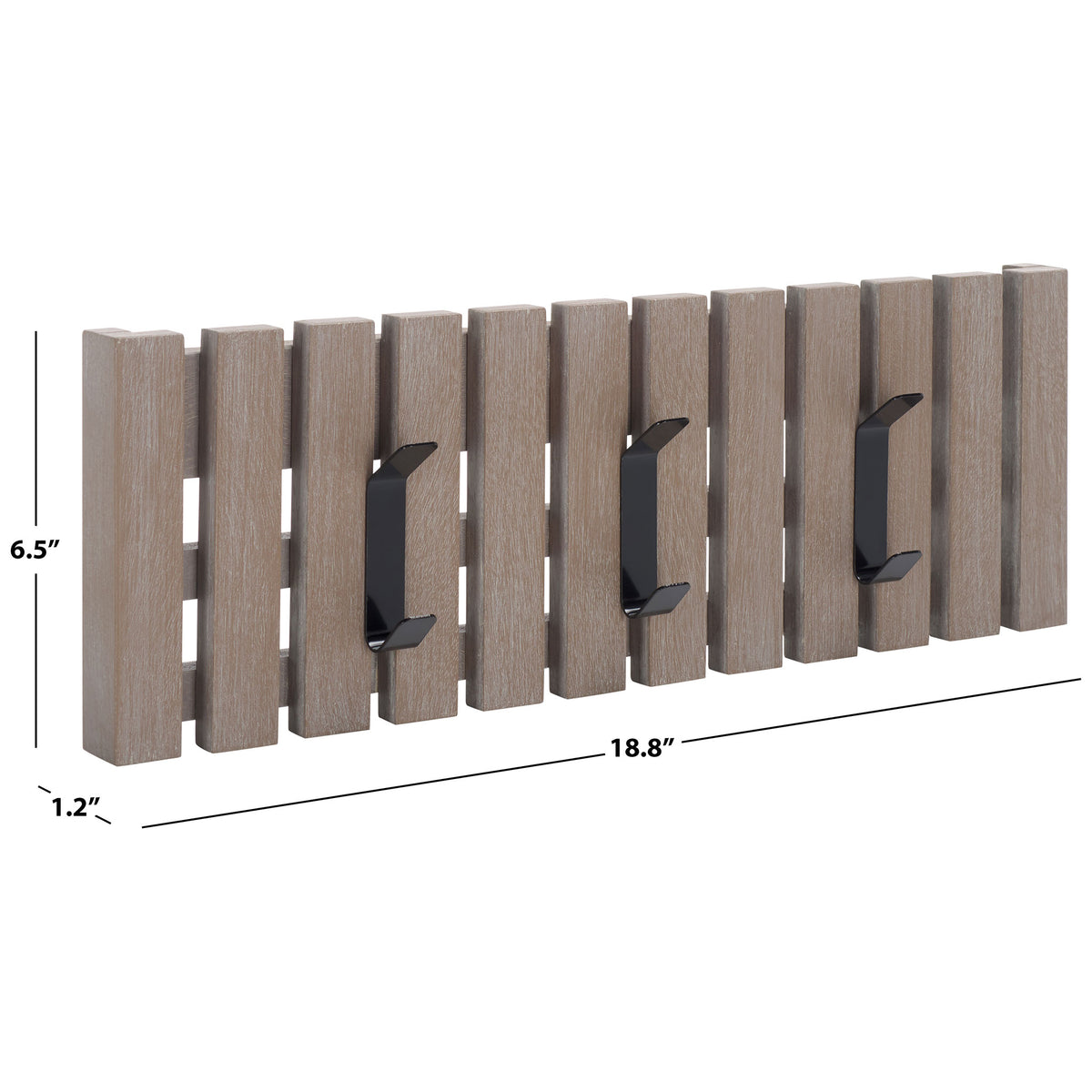 This whitewashed rack spans 18.8 inches wide, stands 6.5 inches high and measures just 1.2 inches deep. || STG5704K || dimension_studio