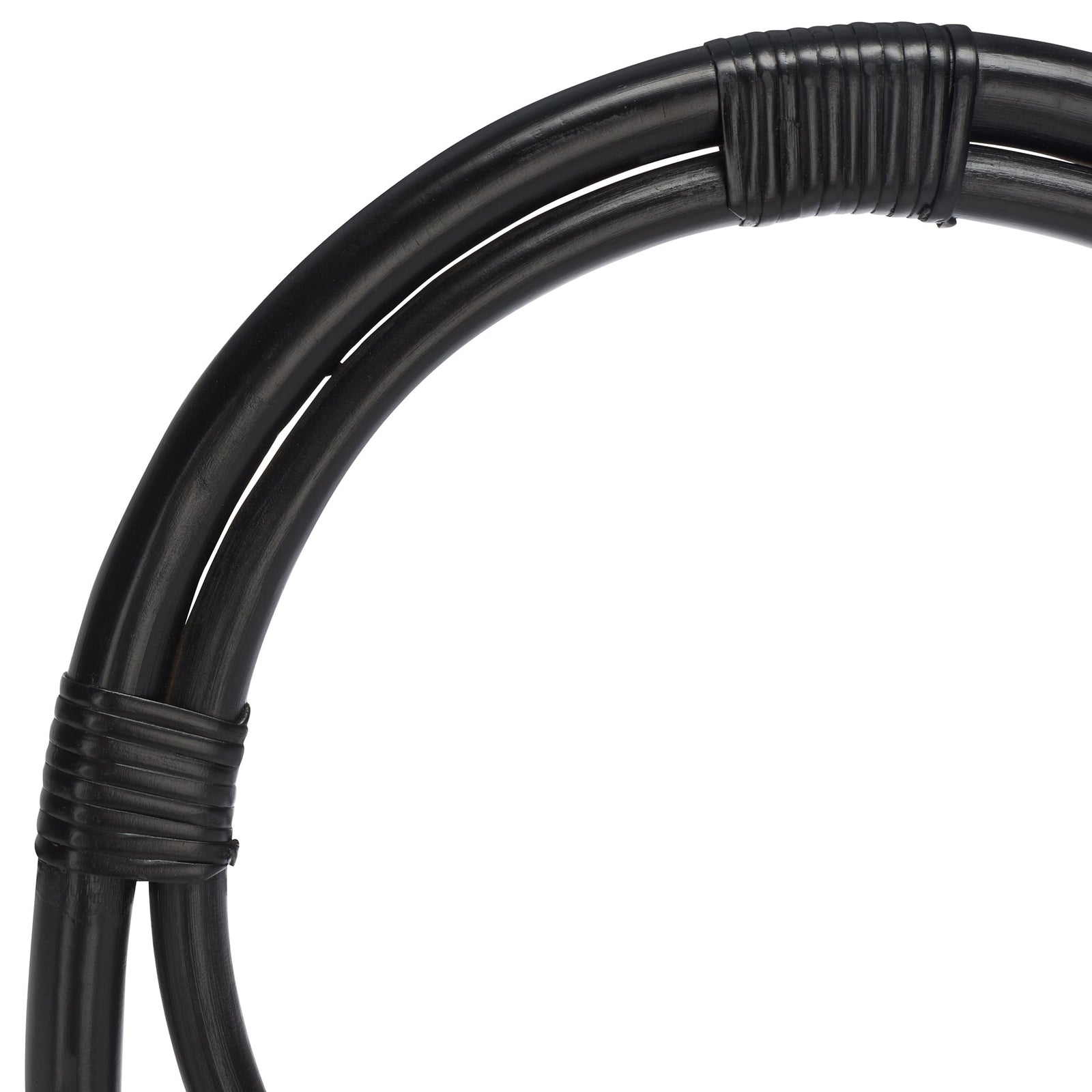 Black rattan curves are secured with tightly wound black bindings. || STG6501B || detail_studio
