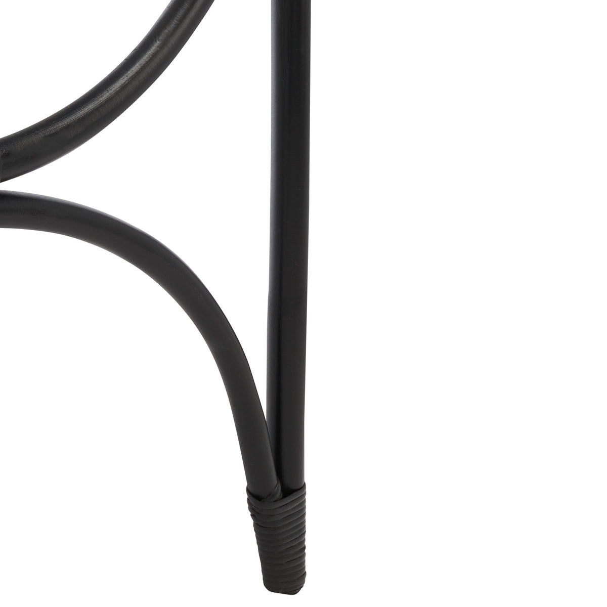 Black wrapped binding joins a tapered foot to the curved lower support.