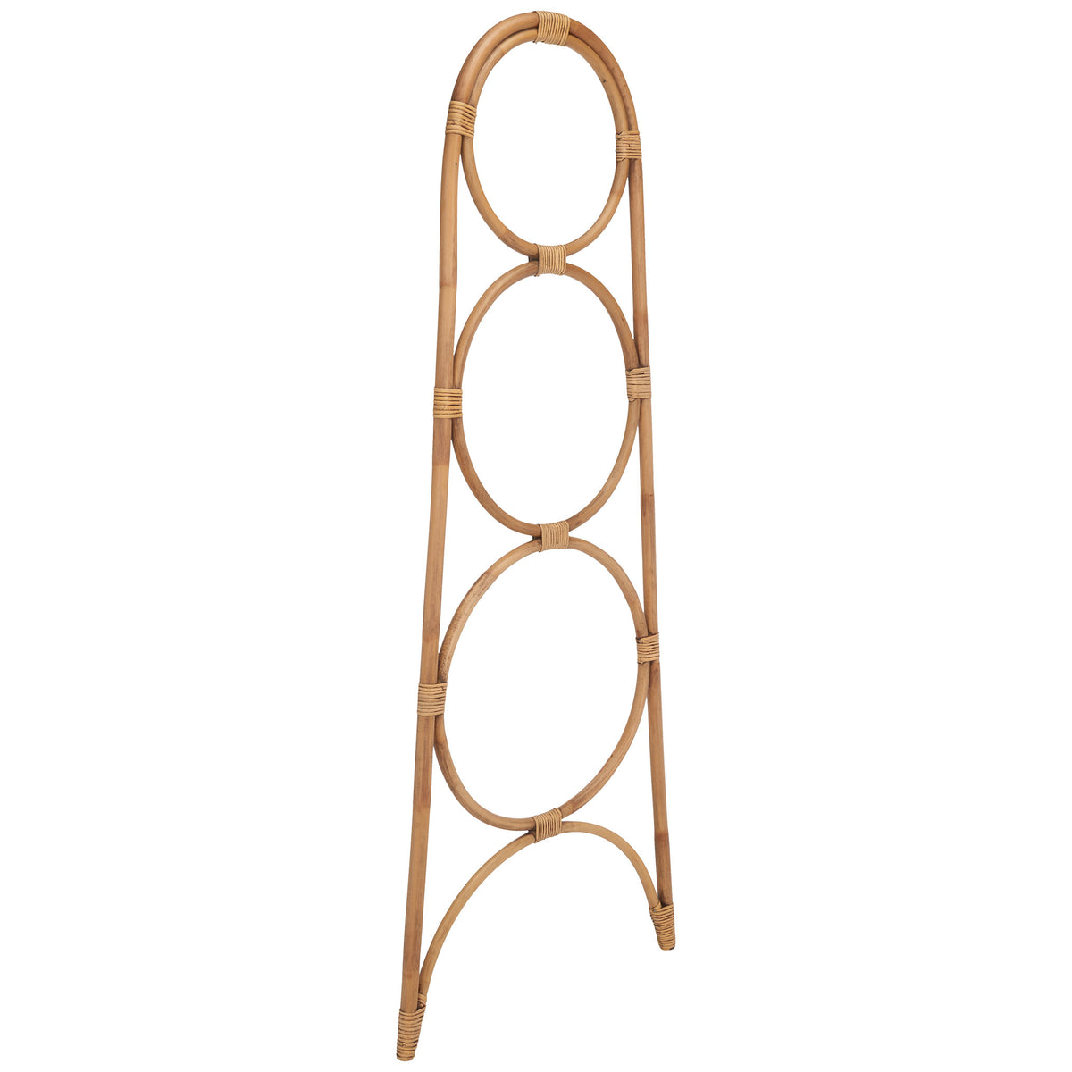 Slender honey-brown uprights frame round rails and a sweeping base brace. || STG6501C || side_studio