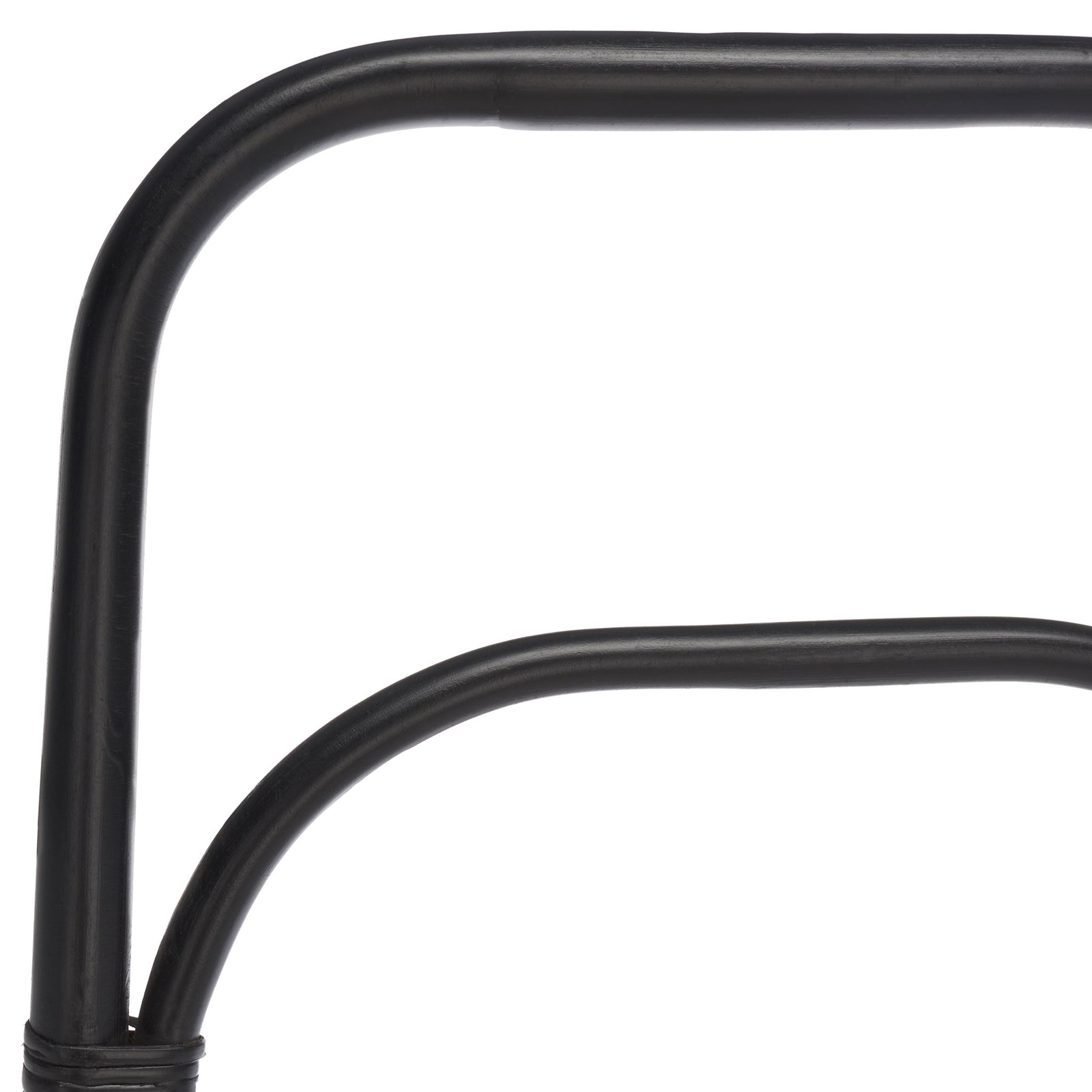 Smooth black rattan curves into rounded towel rails with a neatly wrapped joint || STG6502B || detail_studio