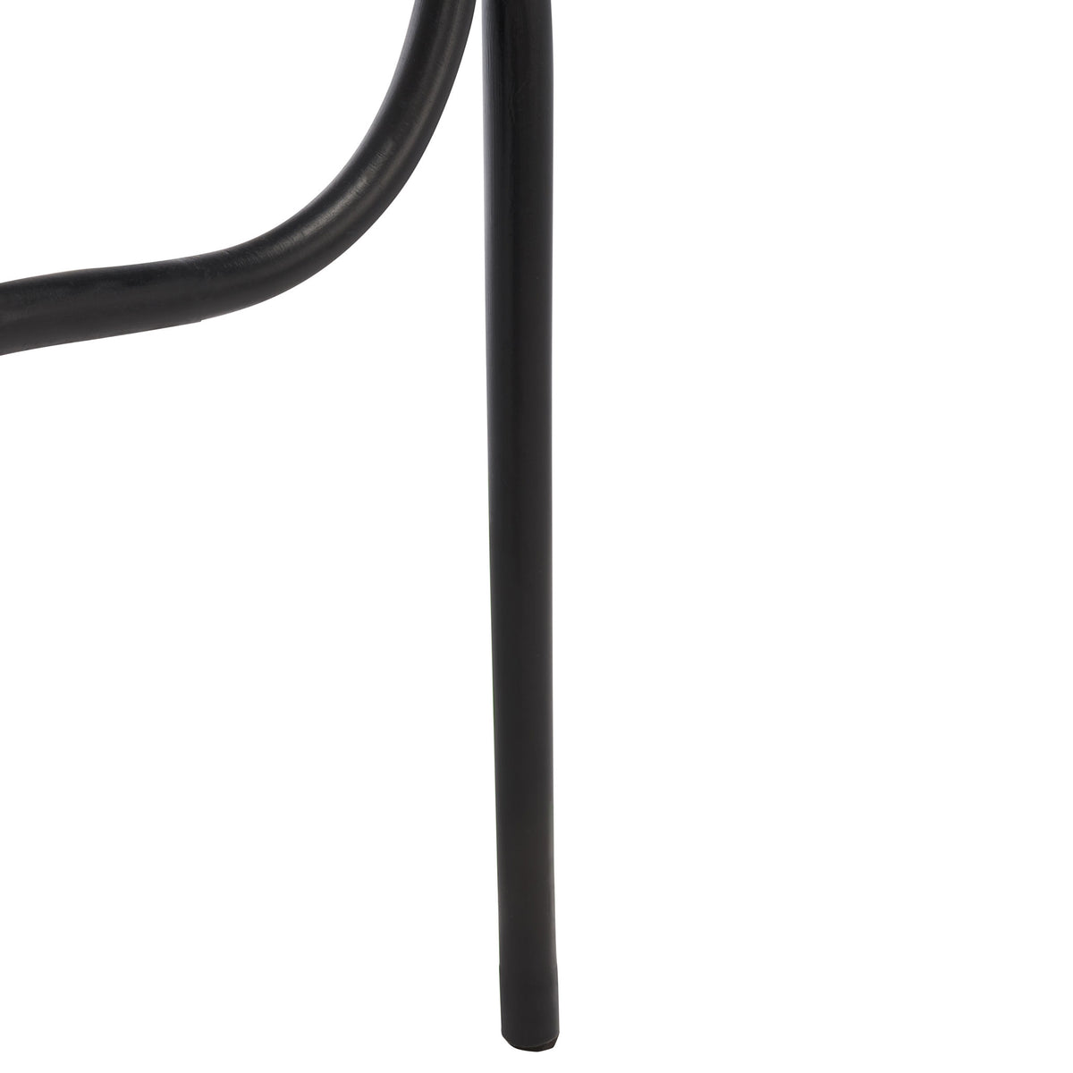 A slender black rattan leg supports the curved lower rail of this lightweight towel hanger || STG6502B || leg_studio