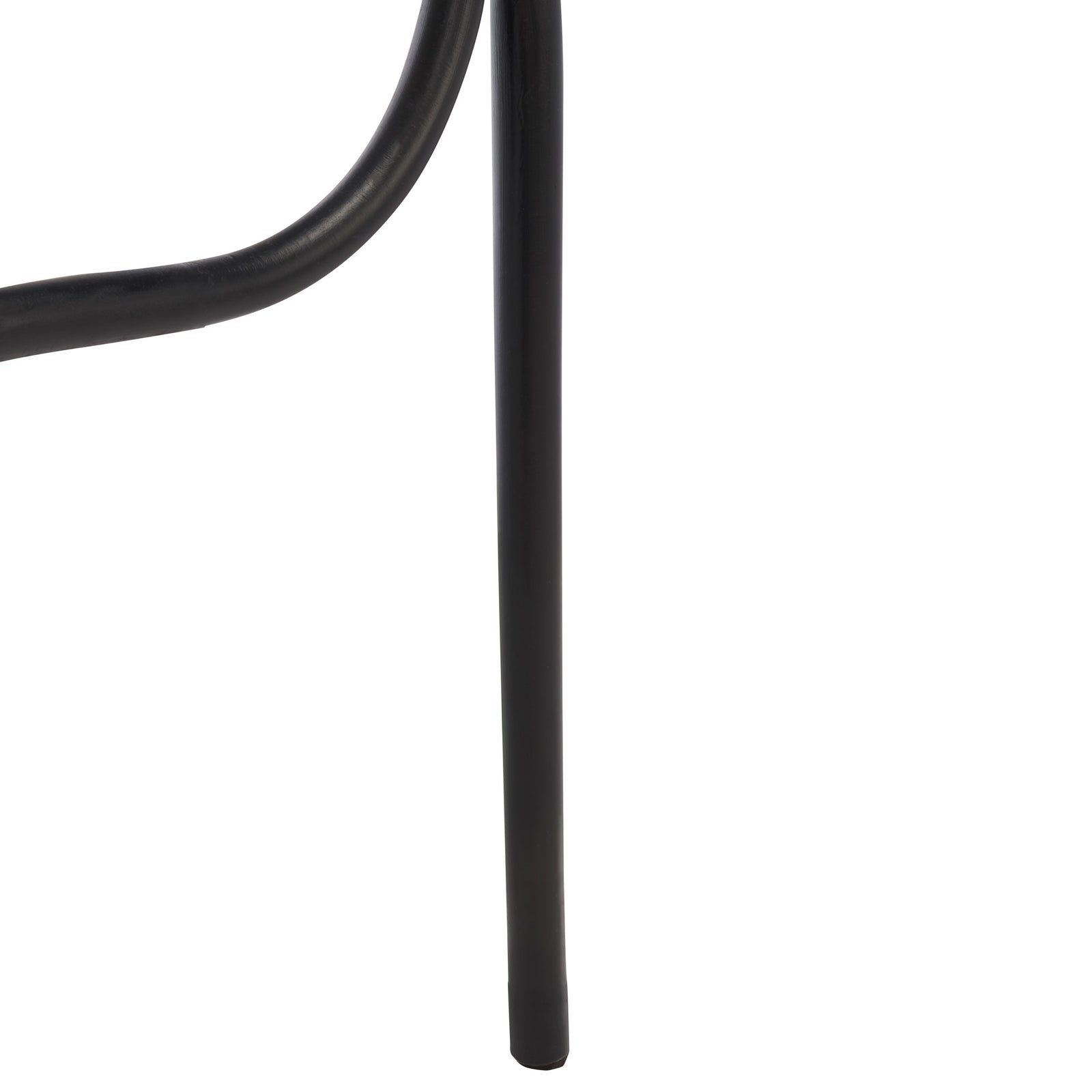 A slender black rattan leg supports the curved lower rail of this lightweight towel hanger || STG6502B || leg_studio