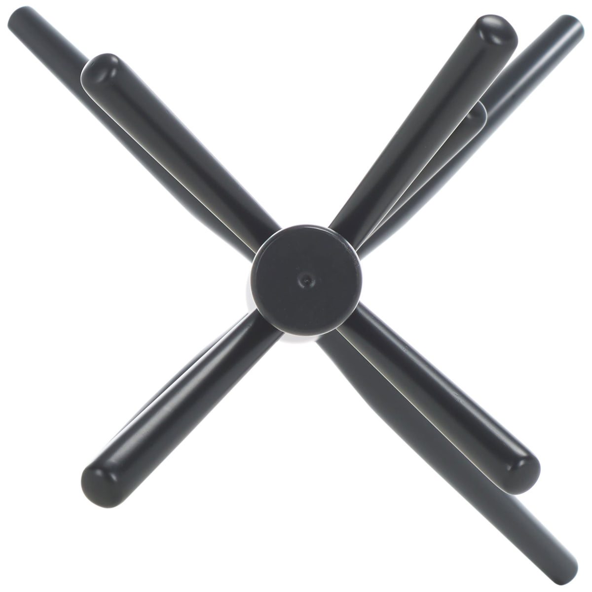 Black hooks and support feet radiate from the coat stand's round top || STG8500A || top_studio