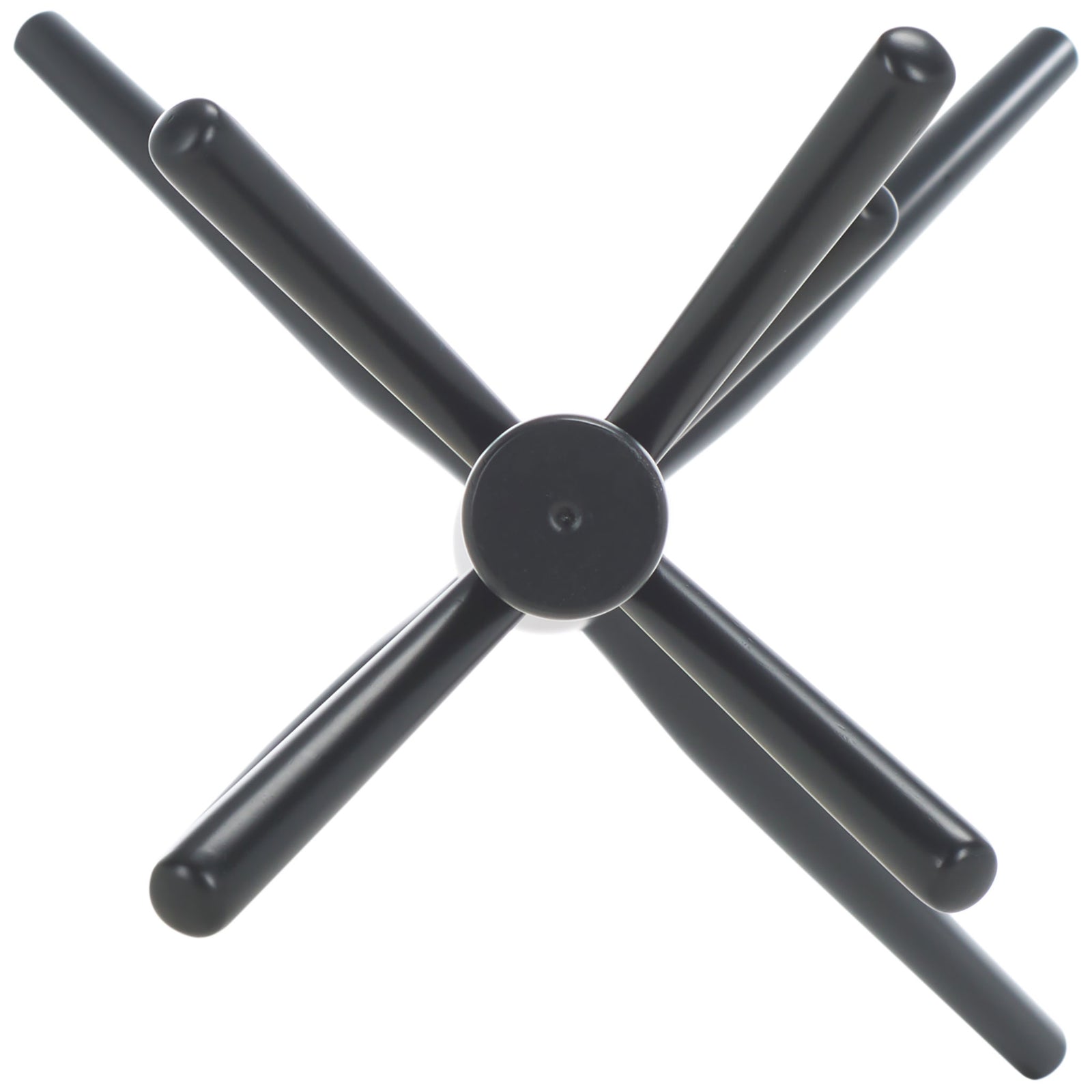 Black hooks and support feet radiate from the coat stand's round top || STG8500A || top_studio