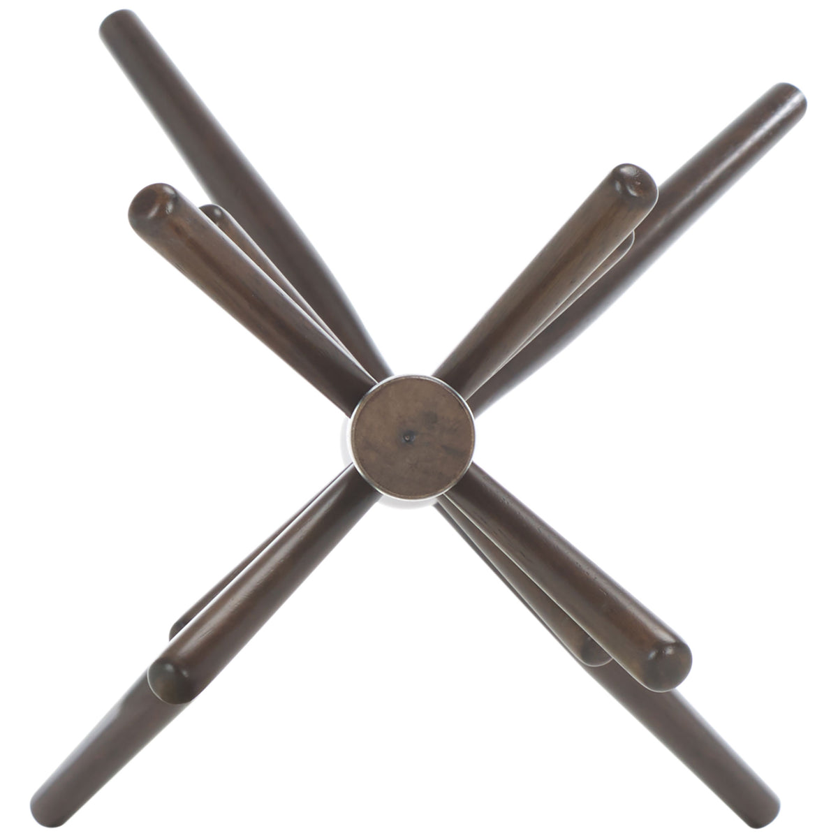 Radiating dark walnut hooks and feet surround the coat stand's round central post || STG8500B || top_studio