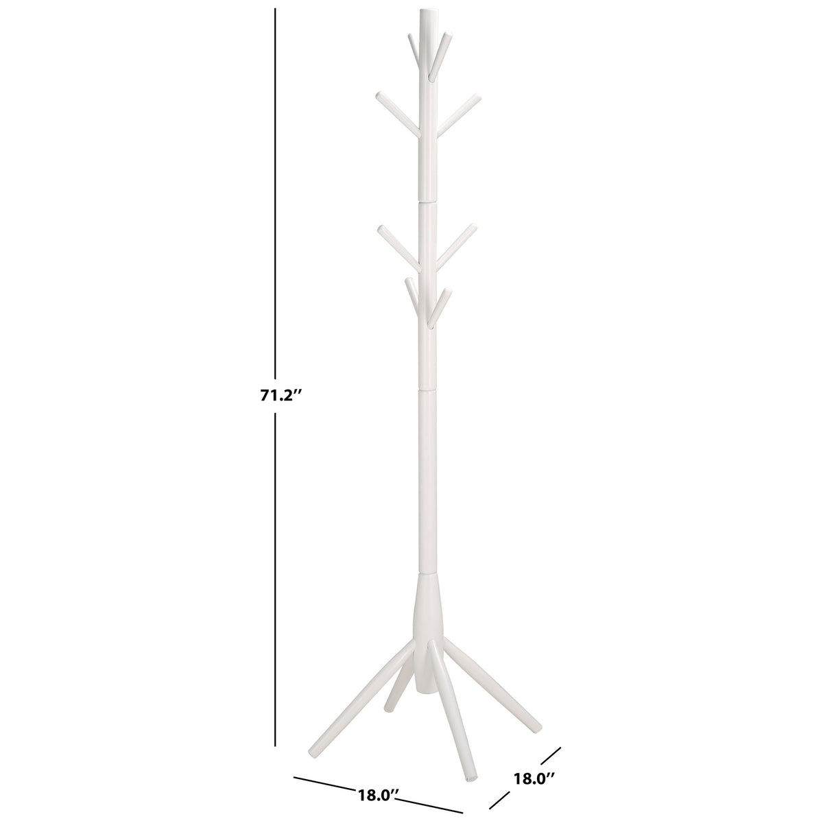 Whitewashed coat stand measures 18 inches wide and deep and 71.2 inches tall || STG8500C || dimension_studio