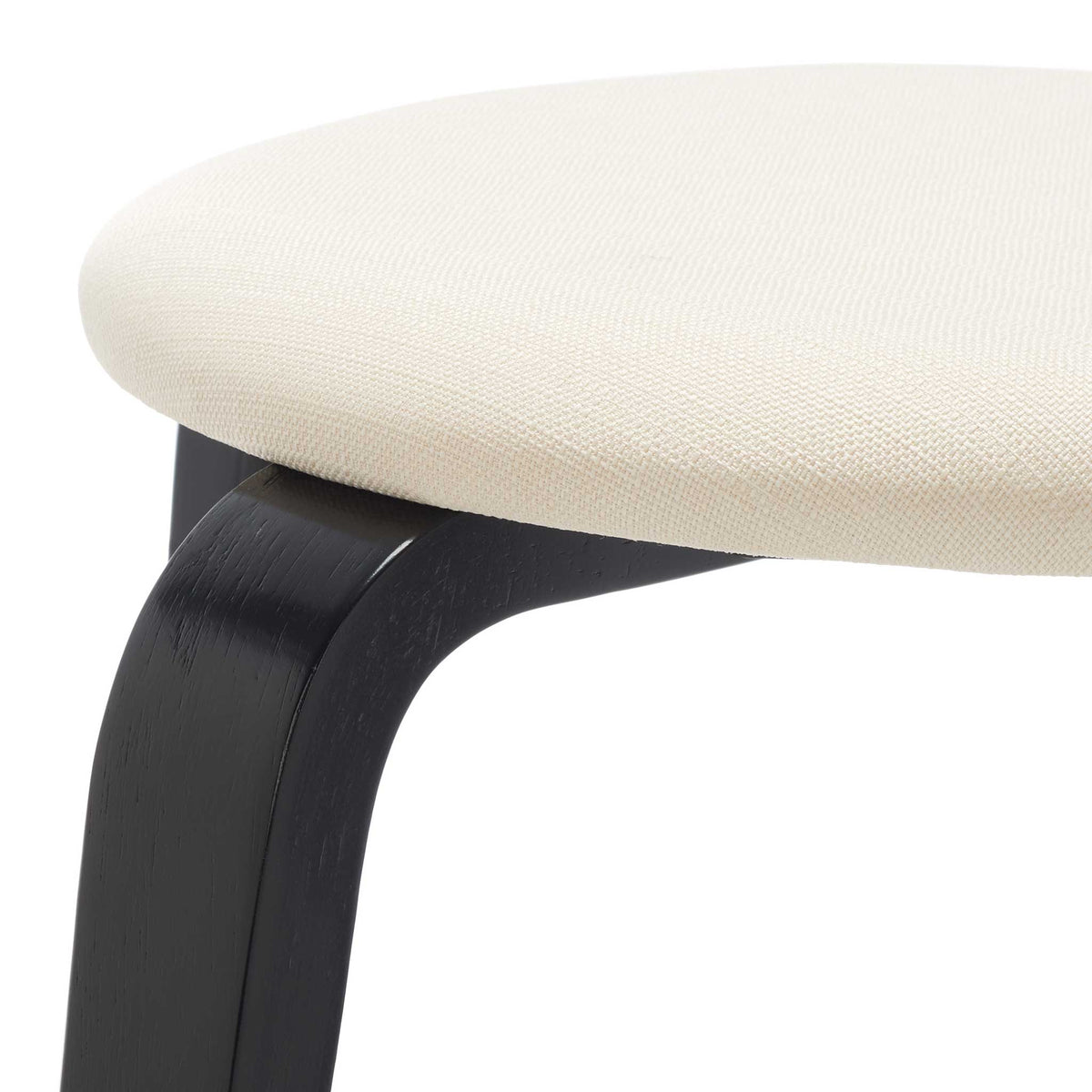 Cream linen seat with subtle weave and sleek black bentwood leg || STL1001A || detail_studio