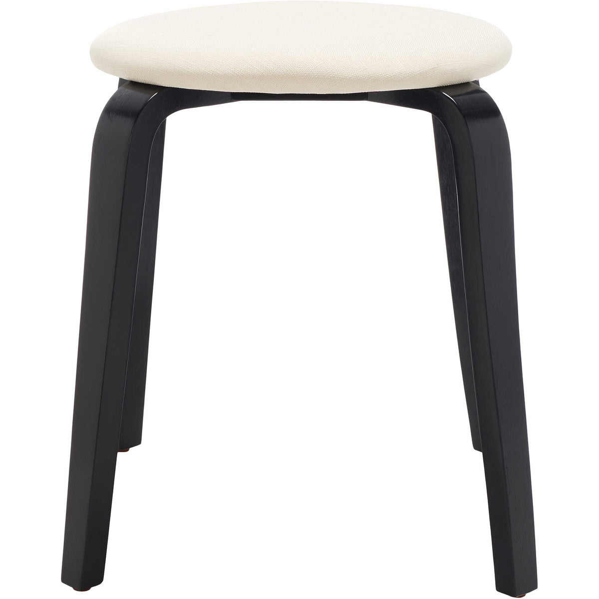 Modern stool with cream linen round seat and black bentwood legs || STL1001A || front_studio