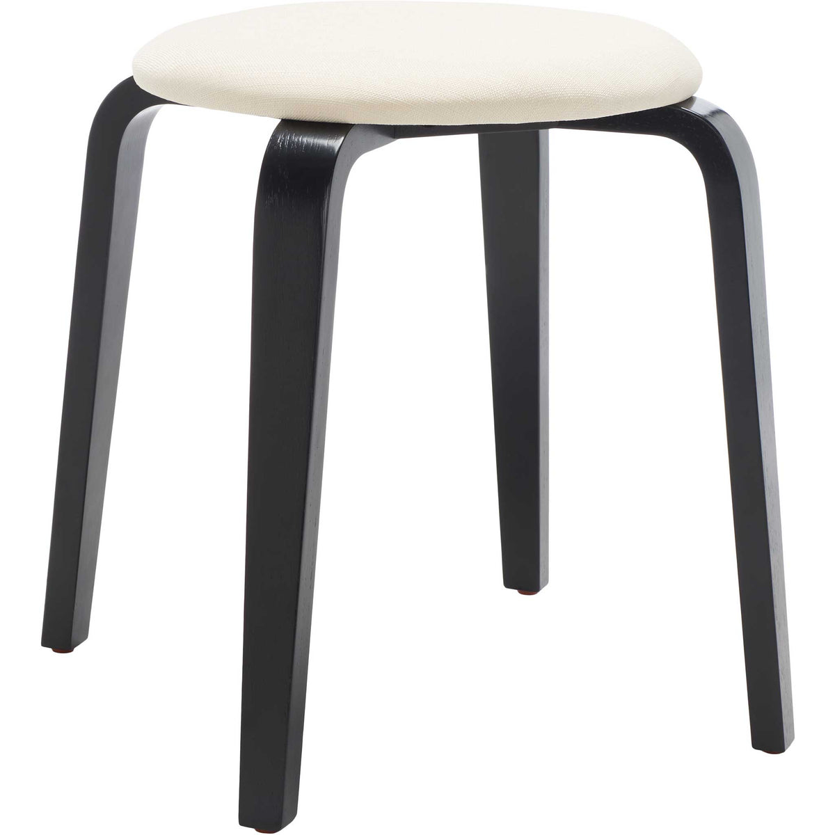 Curved bentwood legs in a rich black finish support a plush cream upholstered seat || STL1001A || front_angle_studio