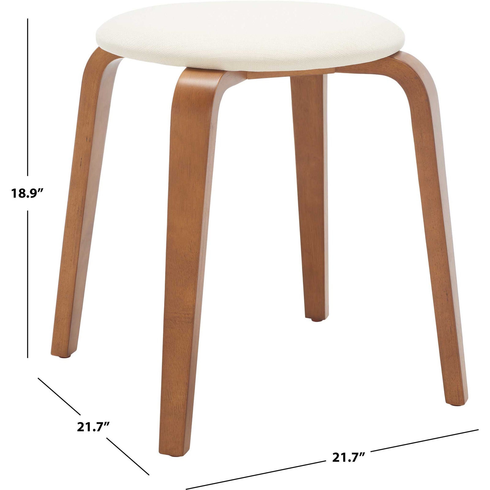 Compact stool sized for versatile seating with a generous round seat and stable bentwood legs || STL1001B || dimension_studio