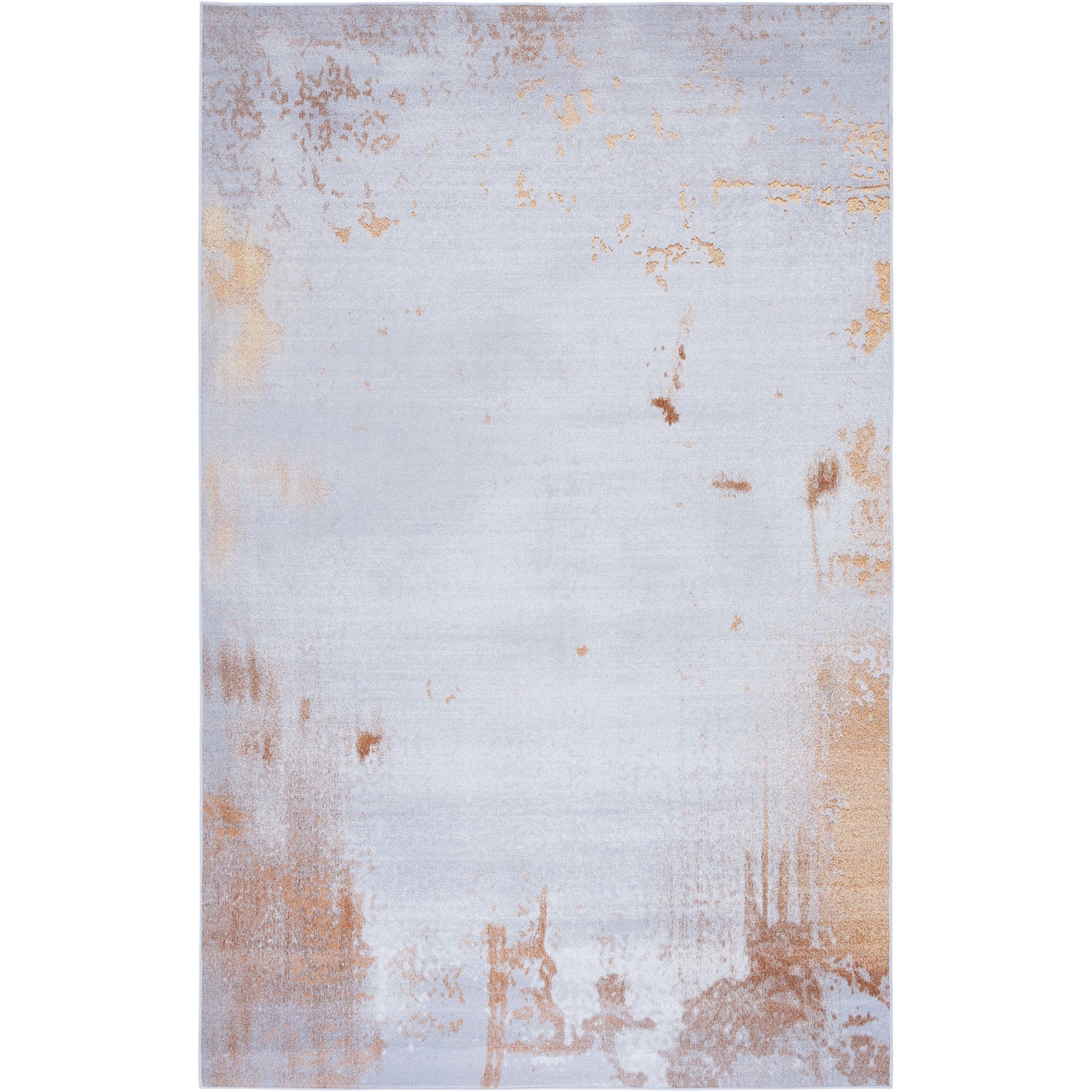 Machine-washable gray and rust area rug with low 0.25 in. pile for easy care || TAC802P-5 || top_studio