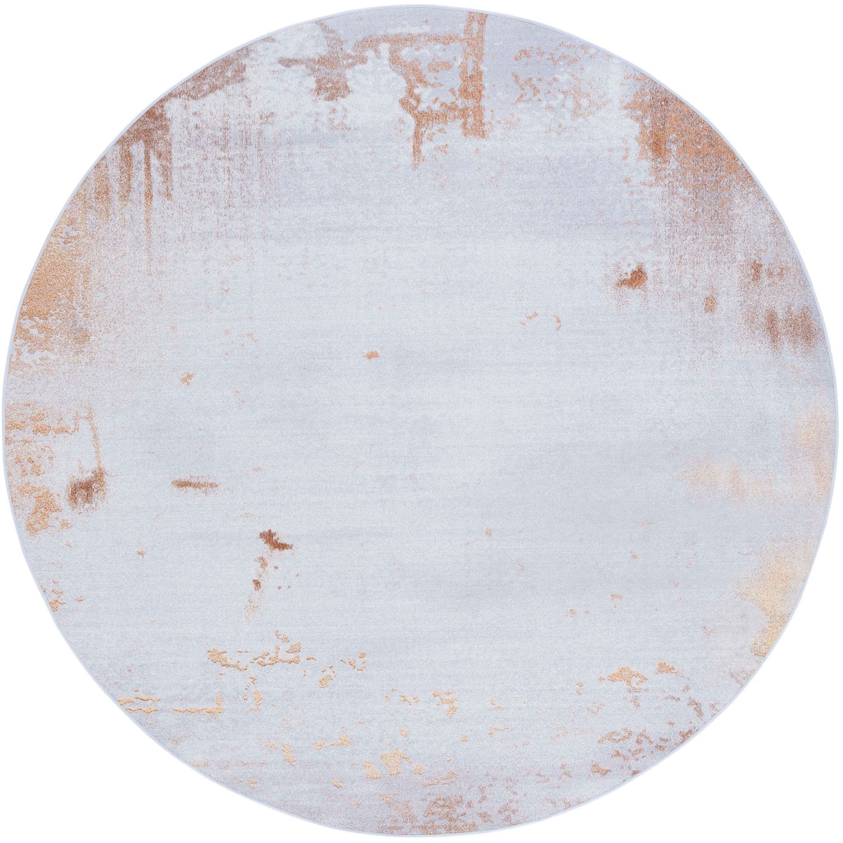 Gray and rust abstract 6-foot round rug with a washable, slip-resistant backing for everyday ease || TAC802P-6R || top_studio