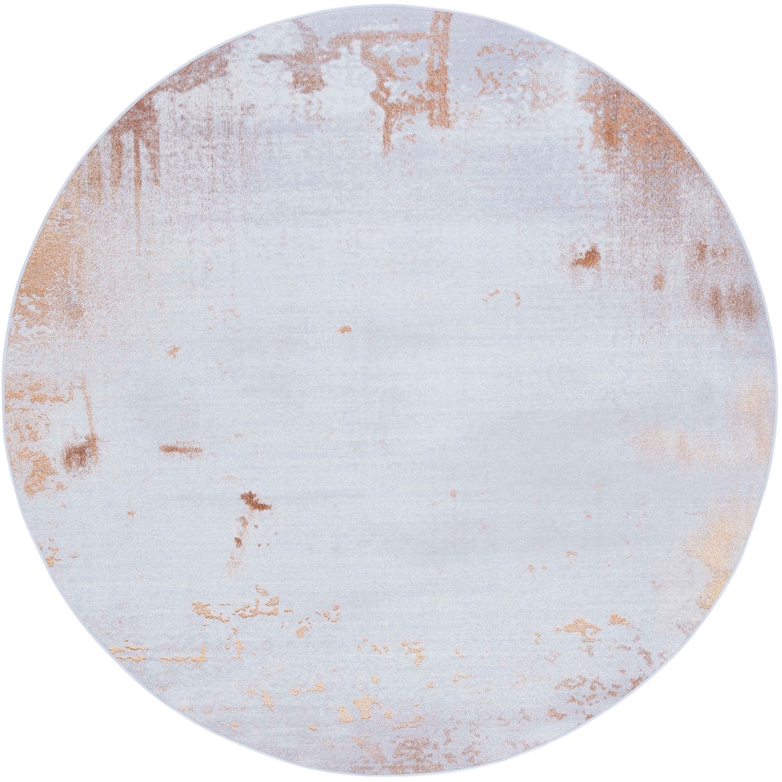 Gray and rust abstract 6-foot round rug with a washable, slip-resistant backing for everyday ease || TAC802P-6R || top_studio