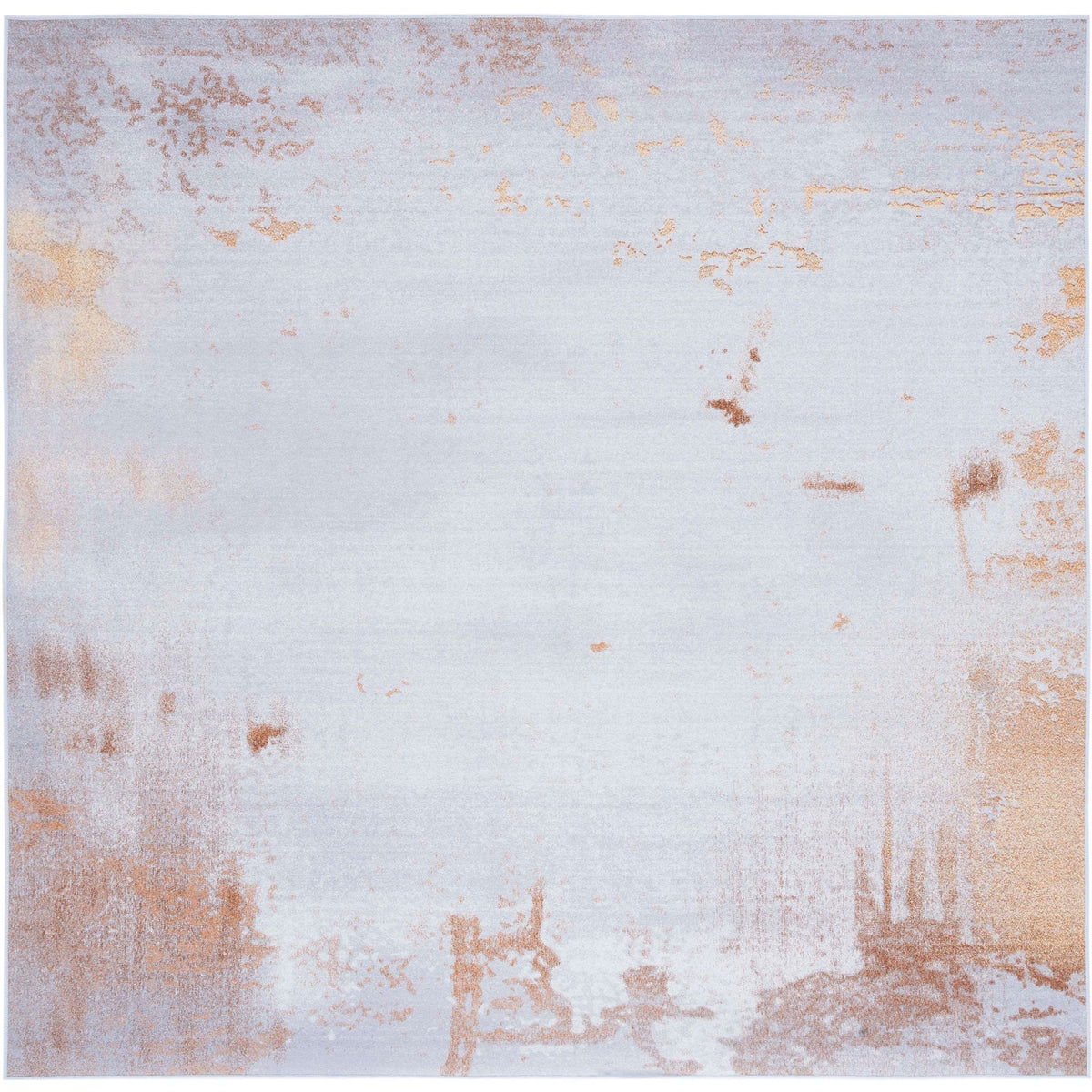 Square abstract gray and rust rug in a washable, easy-care design || TAC802P-6SQ || top_studio