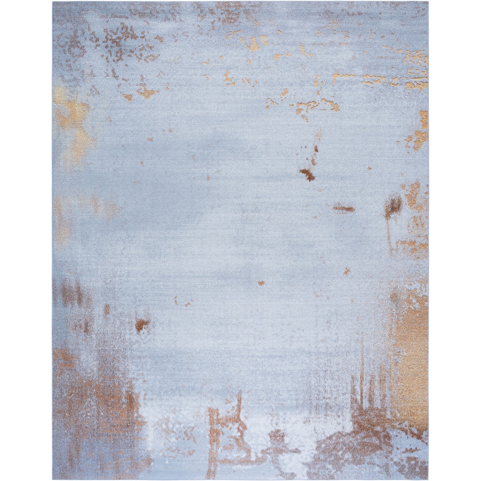 Abstract gray and rust washable rug with soft polyester pile and slip-resistant backing || TAC802P-8 || top_studio