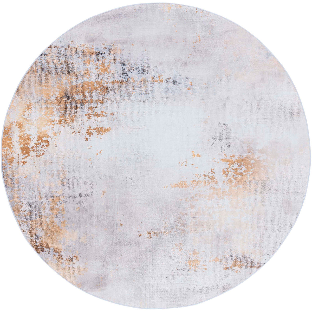 Round gray and gold abstract rug lends a light, modern look with soft low-pile texture || TAC805F-6R || top_studio