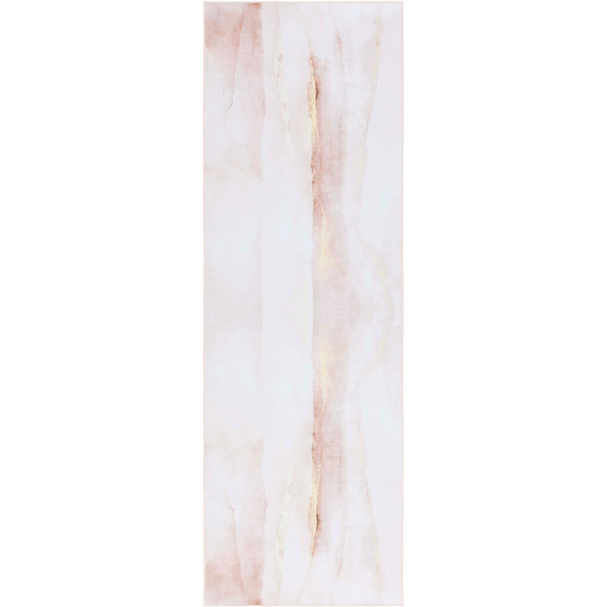 Abstract beige and gold runner rug with a soft watercolor pattern. || TAC807B-28 || top_studio