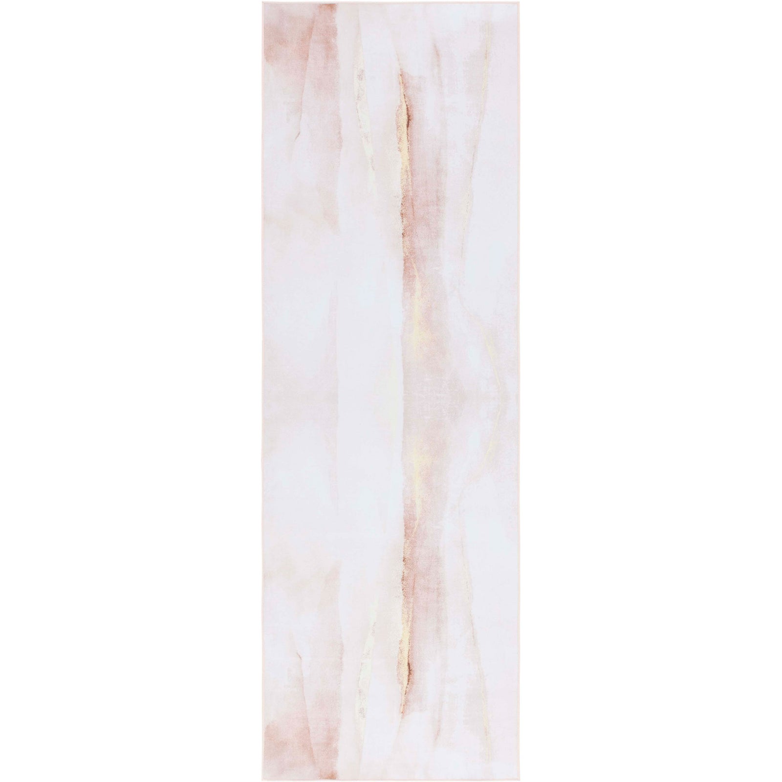 Abstract beige and gold runner rug with a soft watercolor pattern. || TAC807B-28 || top_studio