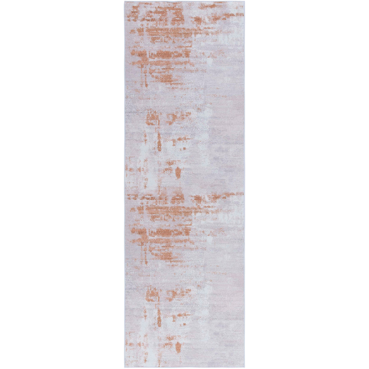 Modern gray and rust abstract runner with machine-washable low-profile pile and non-slip backing || TAC808P-28 || top_studio