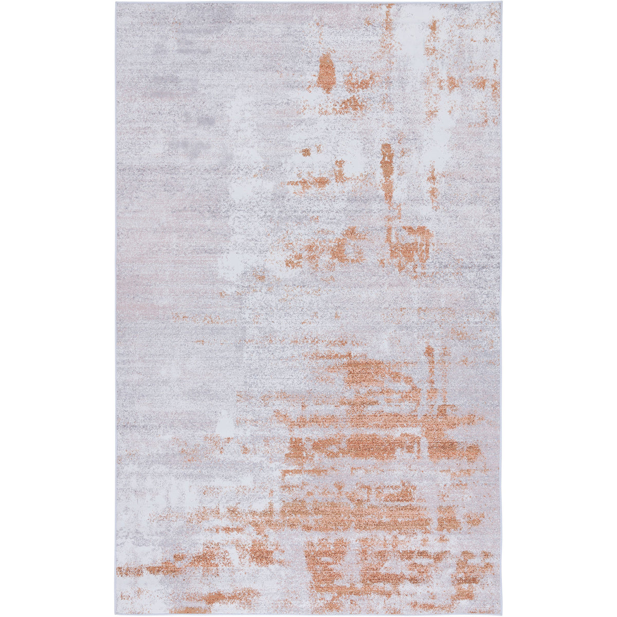Abstract gray and rust washable rug showcasing a calm, mottled pattern in a sleek, low-pile design || TAC808P-5 || top_studio