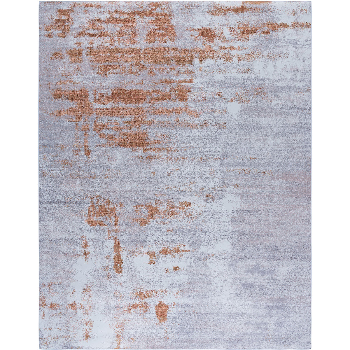Modern abstract gray and rust area rug with a softly distressed pattern and neatly serged edges || TAC808P-8 || top_studio