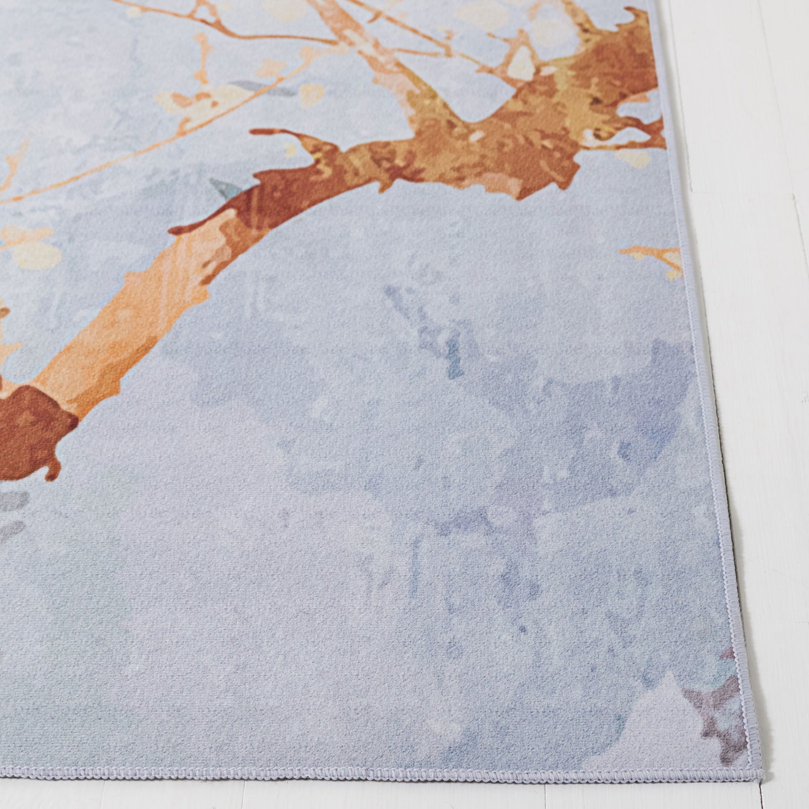 Abstract gray and beige rug with warm branch-like veining and watercolor texture || TAC811F-8 || top_studio