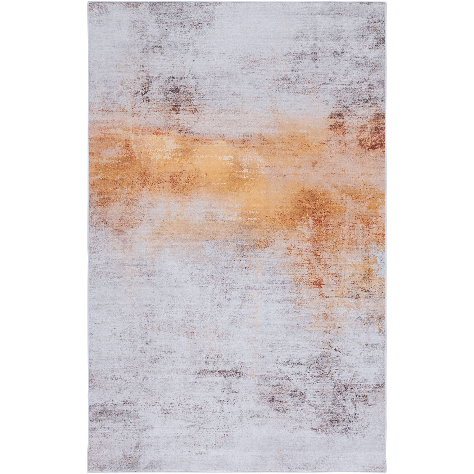 Gray and rust abstract rug with a warm golden striation and smooth, low pile || TAC813F-5 || top_studio