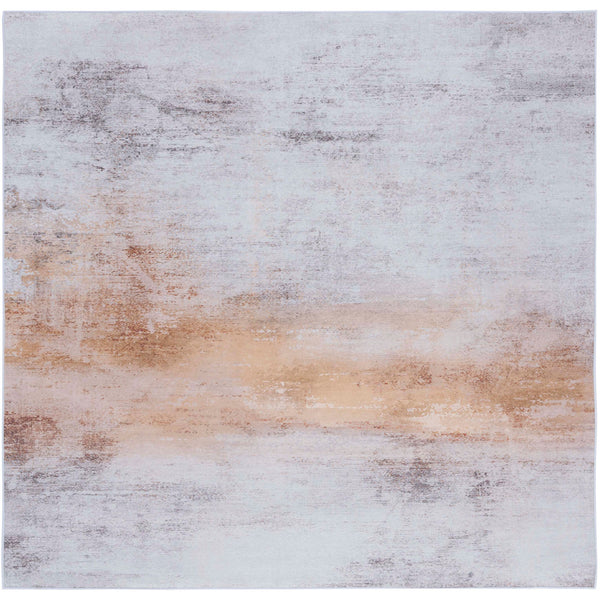 Square abstract rug in gray with a warm rust haze for modern, versatile style || TAC813F-6SQ || top_studio