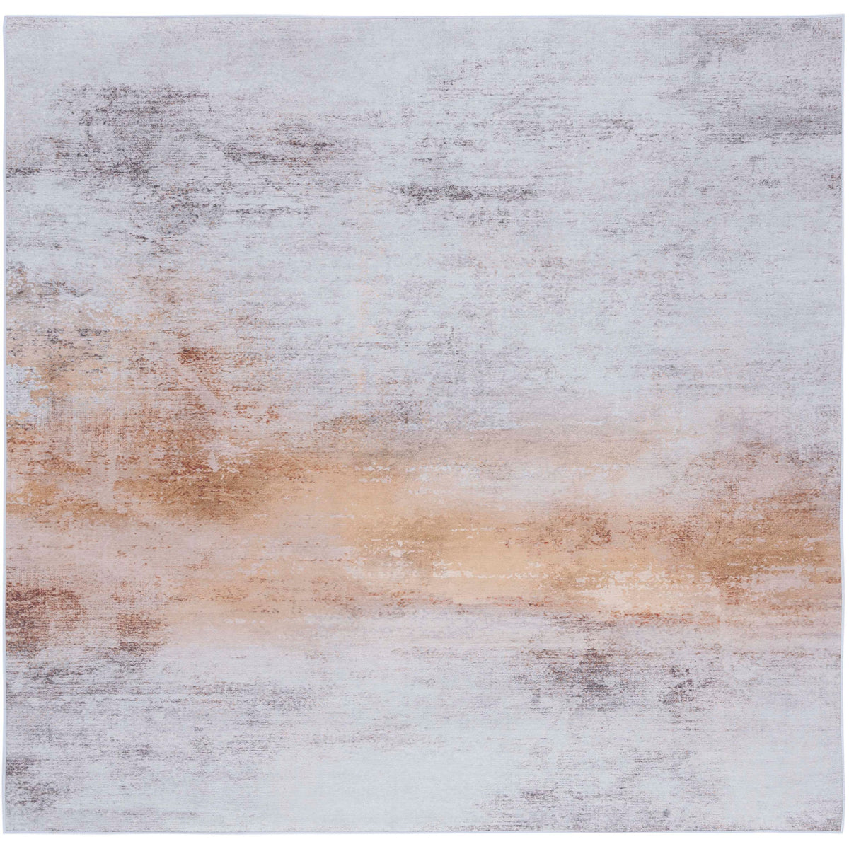 Square abstract rug in gray with a warm rust haze for modern, versatile style || TAC813F-6SQ || top_studio