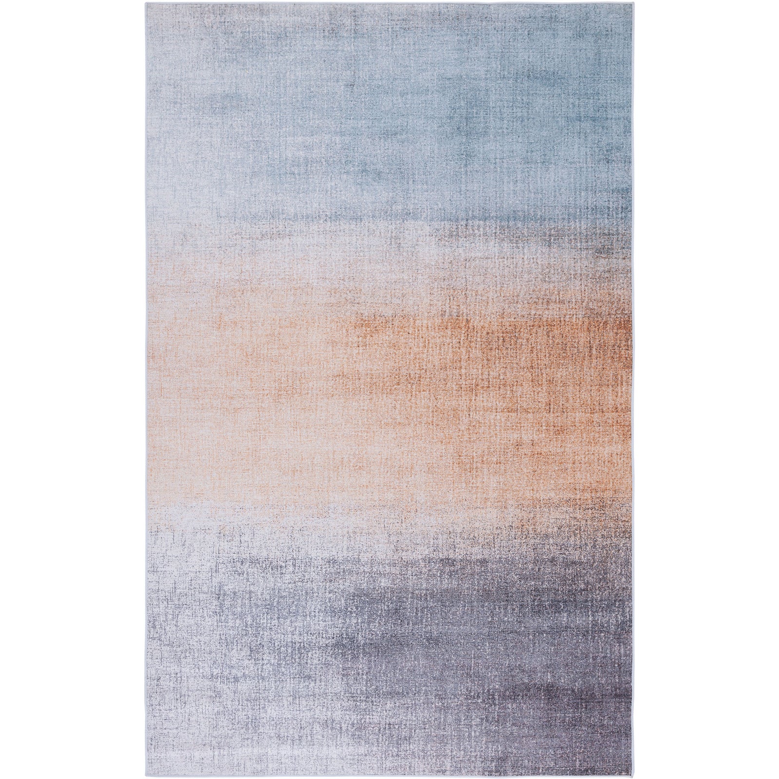 Ombre gray, rust, and blue tones in a low-profile rug || TAC816F-5 || top_studio