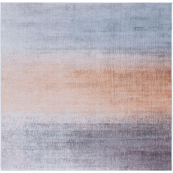 Square ombre rug balancing blue, rust, and gray in a modern palette || TAC816F-6SQ || top_studio