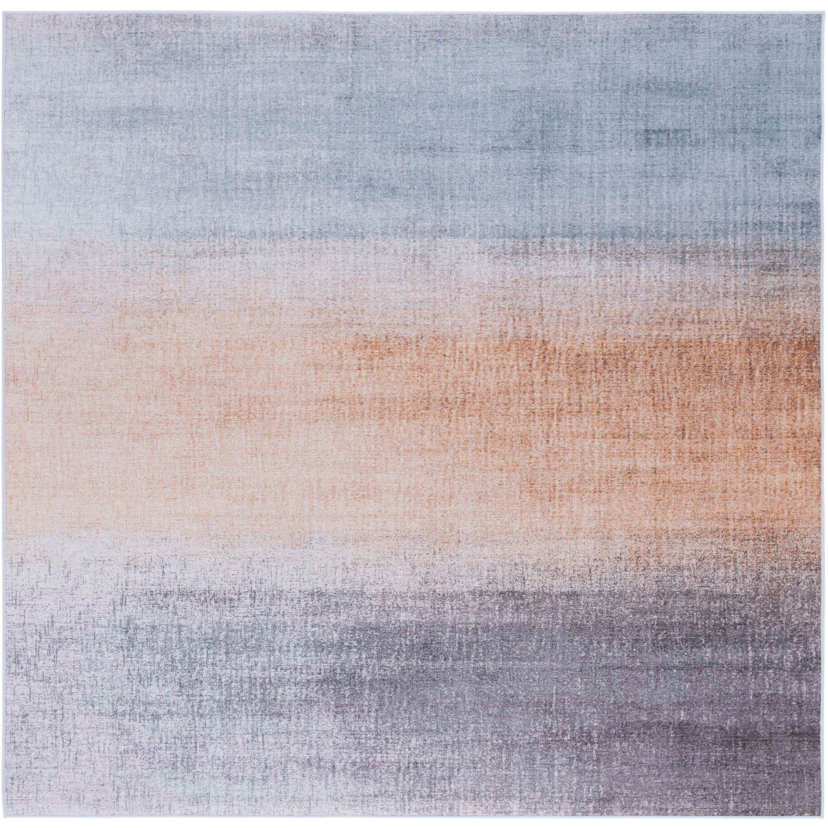 Square ombre rug balancing blue, rust, and gray in a modern palette || TAC816F-6SQ || top_studio