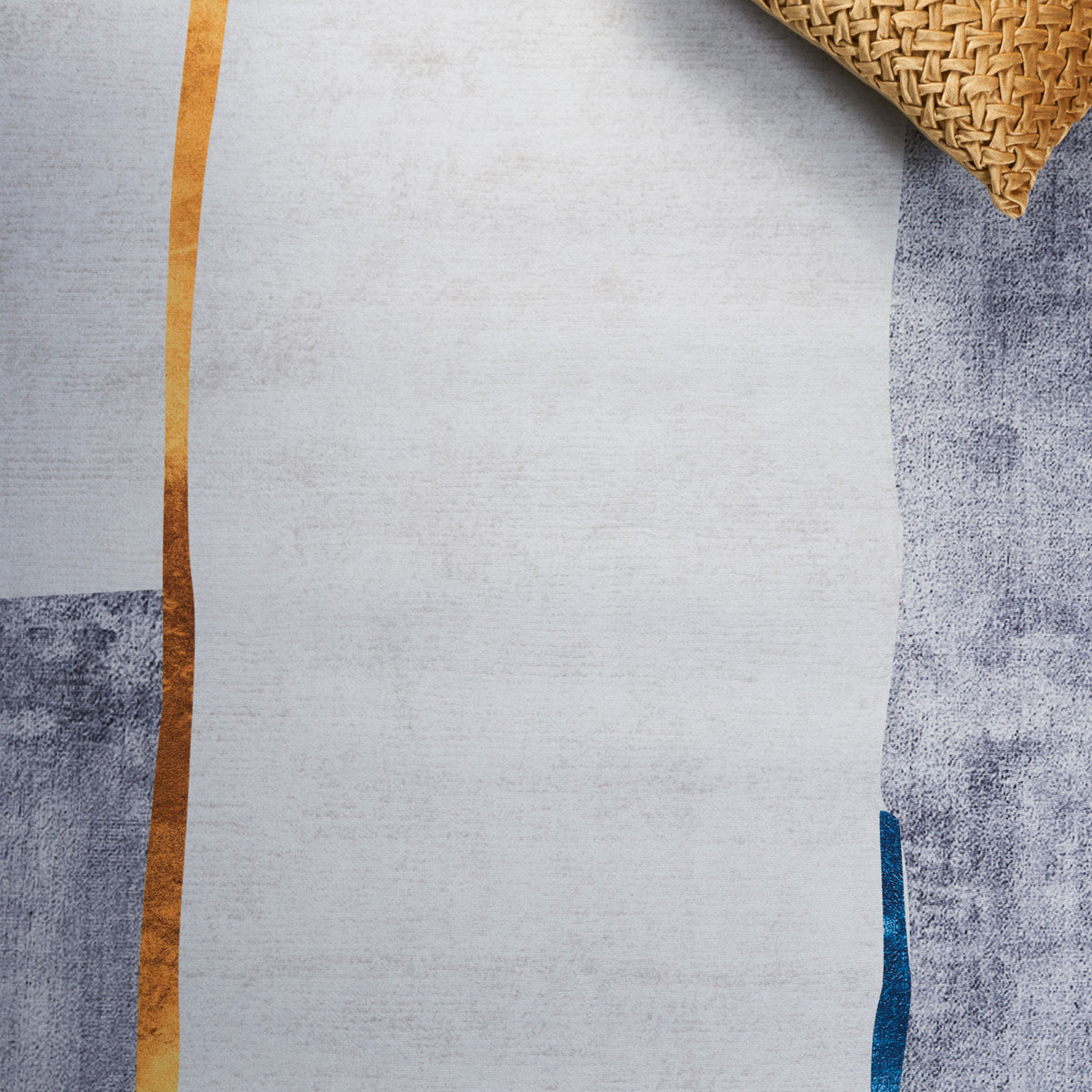 Soft polyester surface highlights the abstract gray field with vivid teal and warm gold accents || TAC820F-5 || detail_room