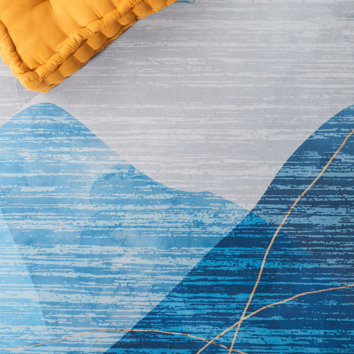 Soft blue abstract pattern with warm copper accents that pop against light gray || TAC836M-5 || detail_room
