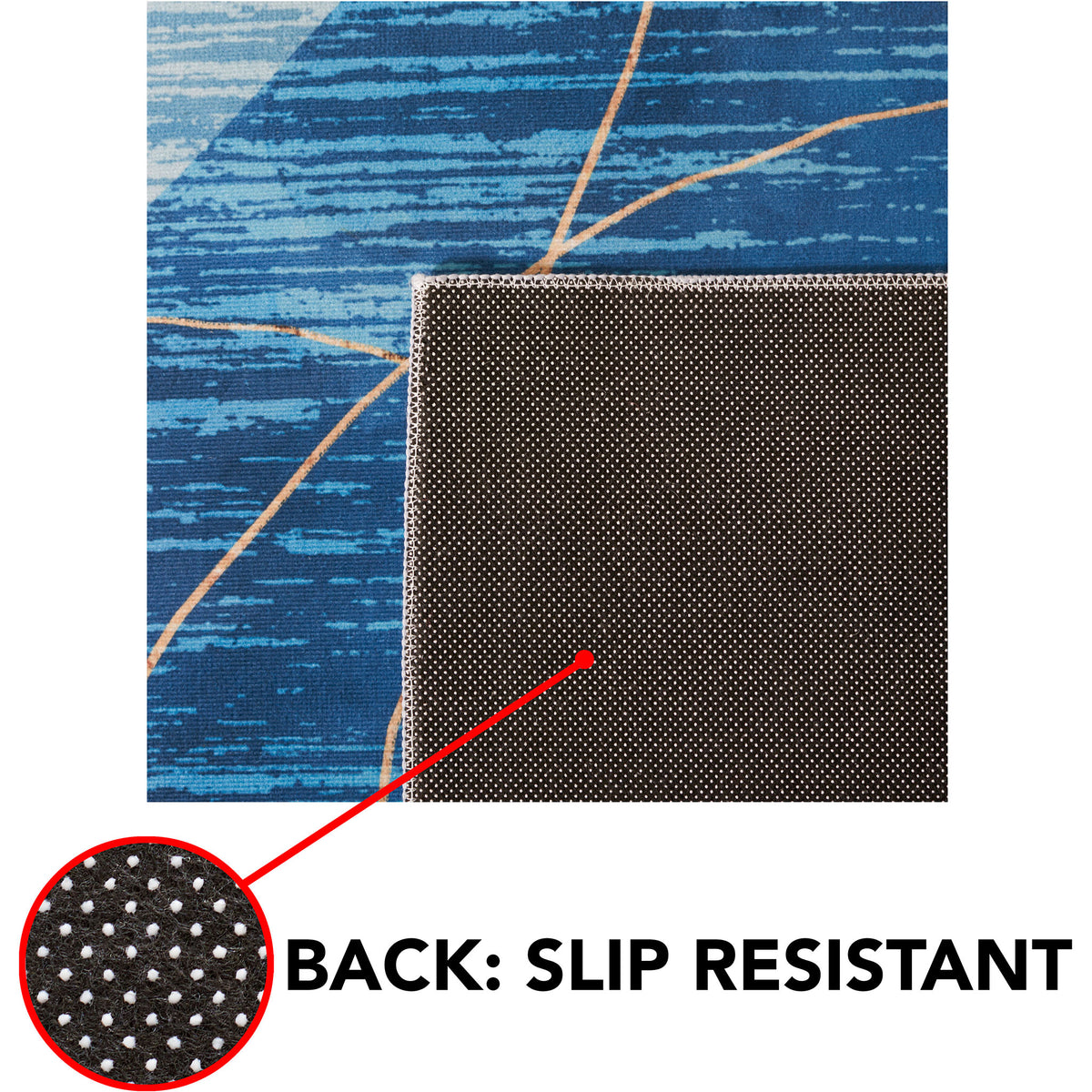 Slip-resistant dot backing shown with pattern face for added grip on hard floors || TAC836M-5 || callout_studio