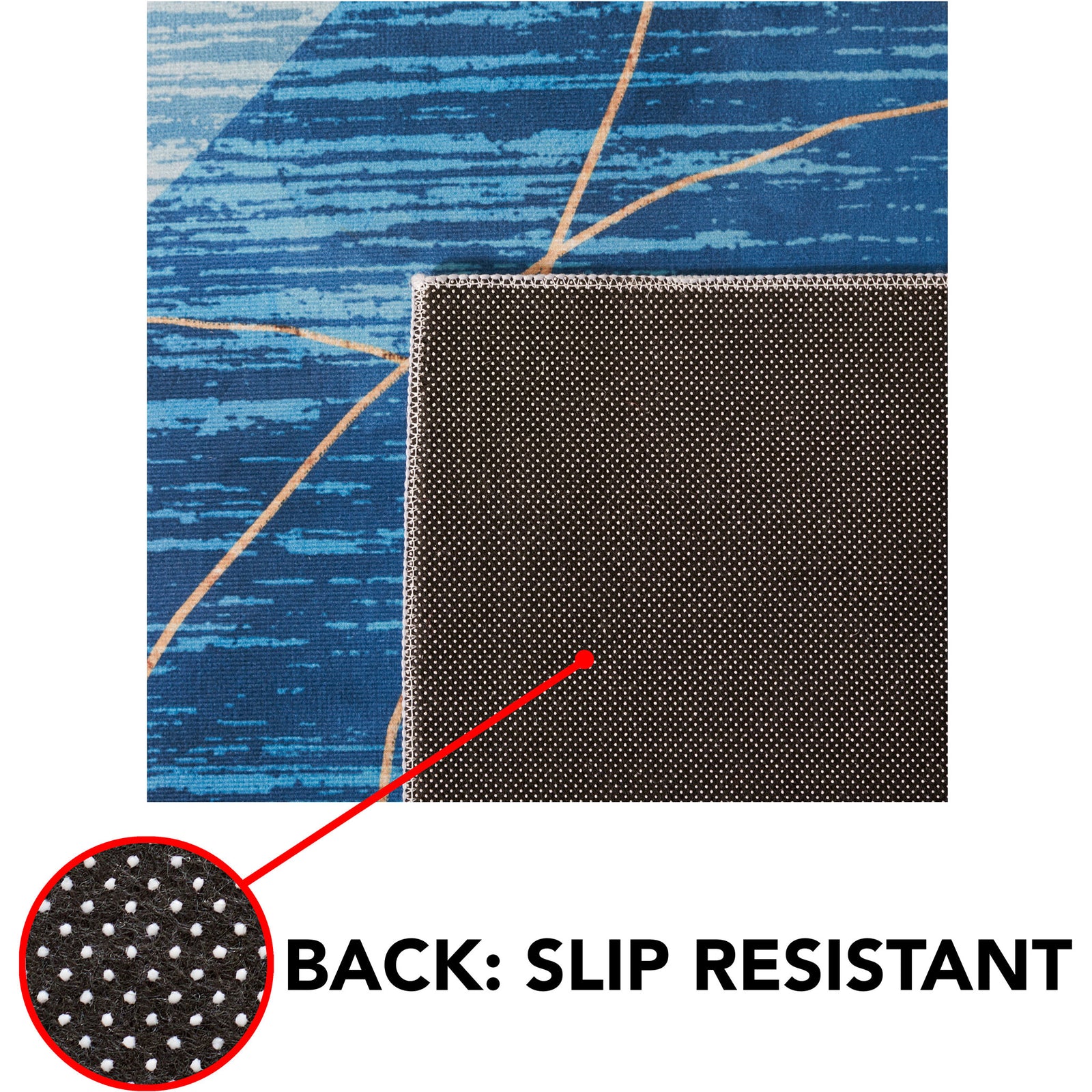 Slip-resistant dot backing shown with pattern face for added grip on hard floors || TAC836M-5 || callout_studio