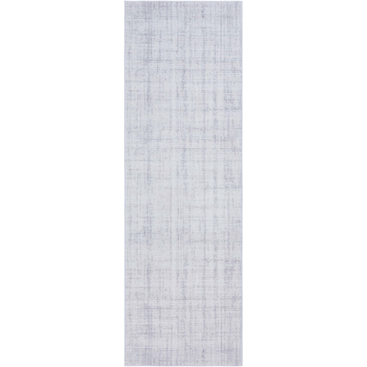 Light gray runner rug with a subtle tonal pattern and neatly finished low-profile edges. || TAC857F-28 || top_studio