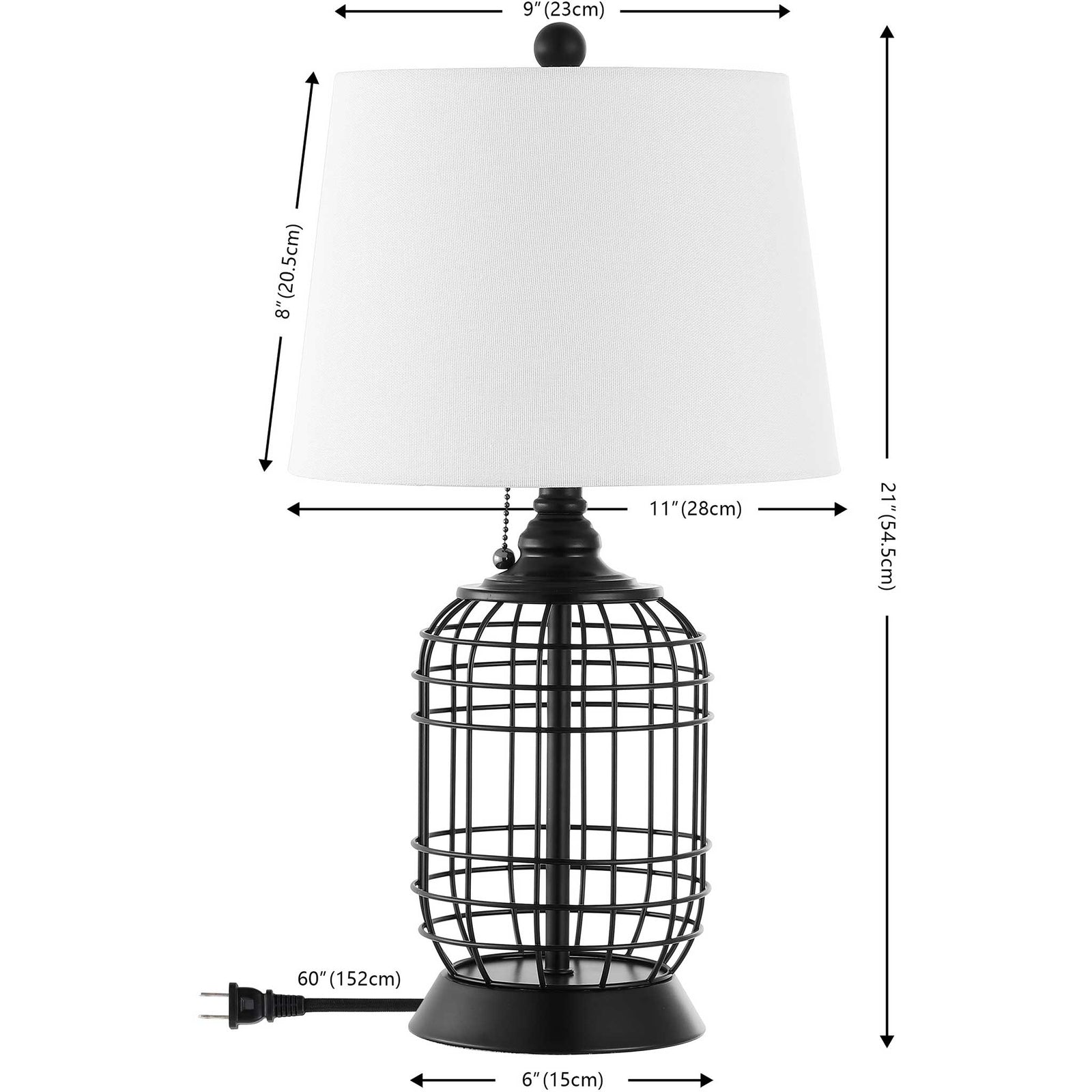 Compact 21-inch profile with 11-inch shade and 60-inch cord fits nightstands and desks || TBL4490A || dimension_studio
