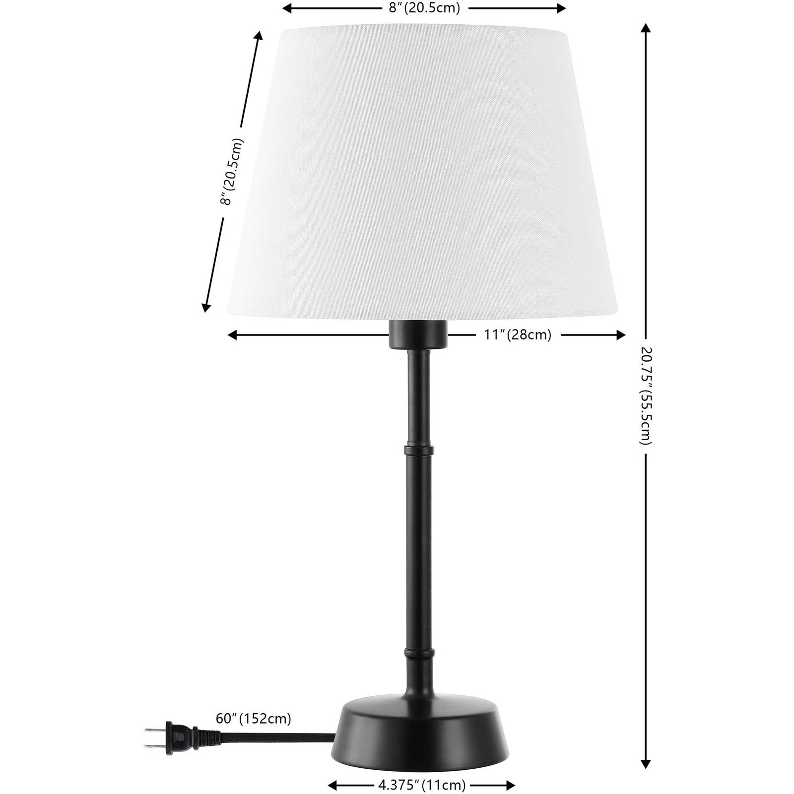 Space-saving table lamp with 11-inch tapered shade and 20.75-inch profile for balanced scale || TBL4491A || dimension_studio
