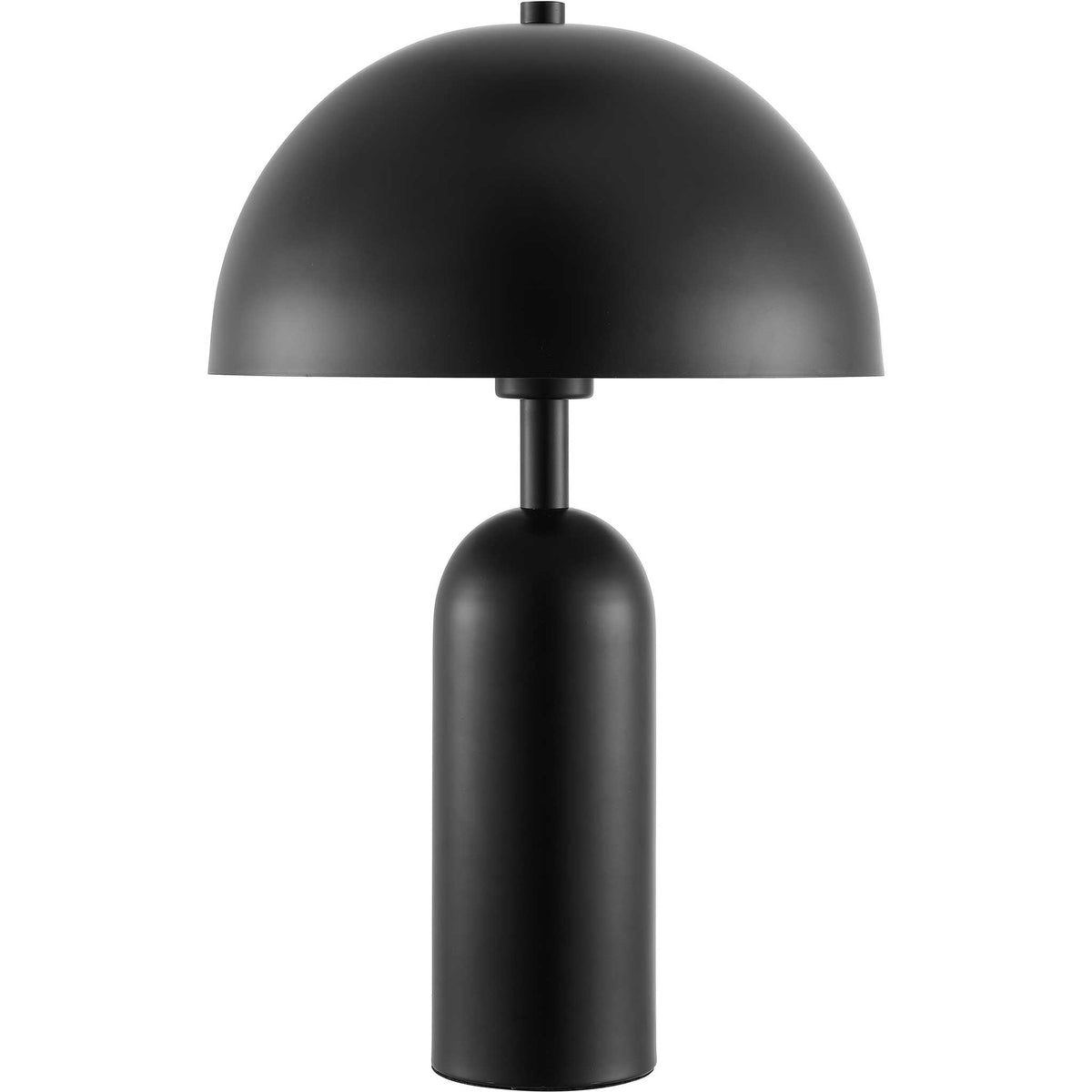 Modern black iron table lamp with dome shade and smooth cylinder base || TBL4539A || front_studio