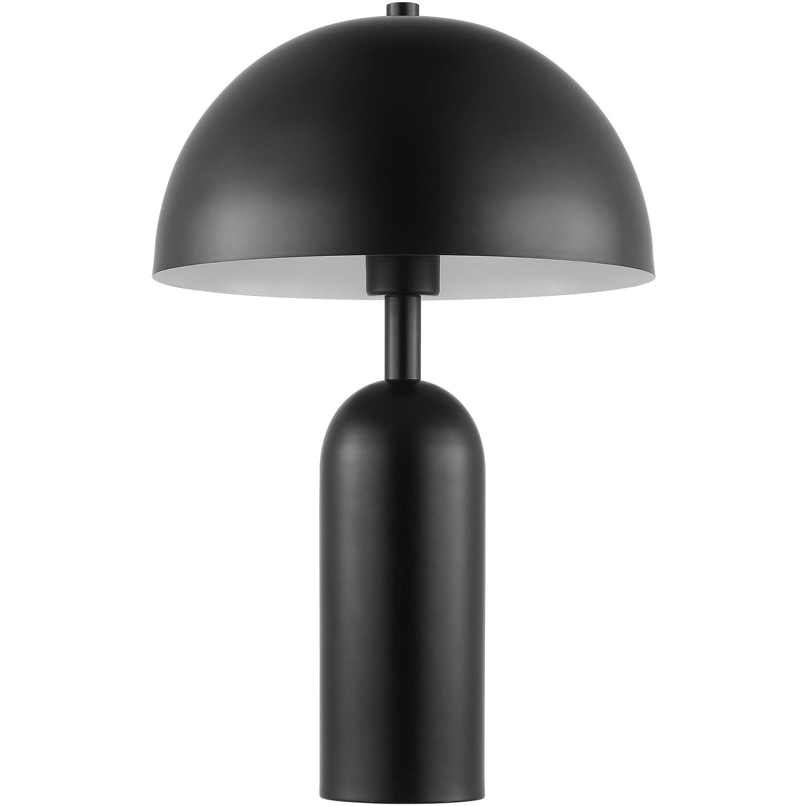 Modern black iron table lamp with dome shade and smooth cylinder base || TBL4539A || front_studio