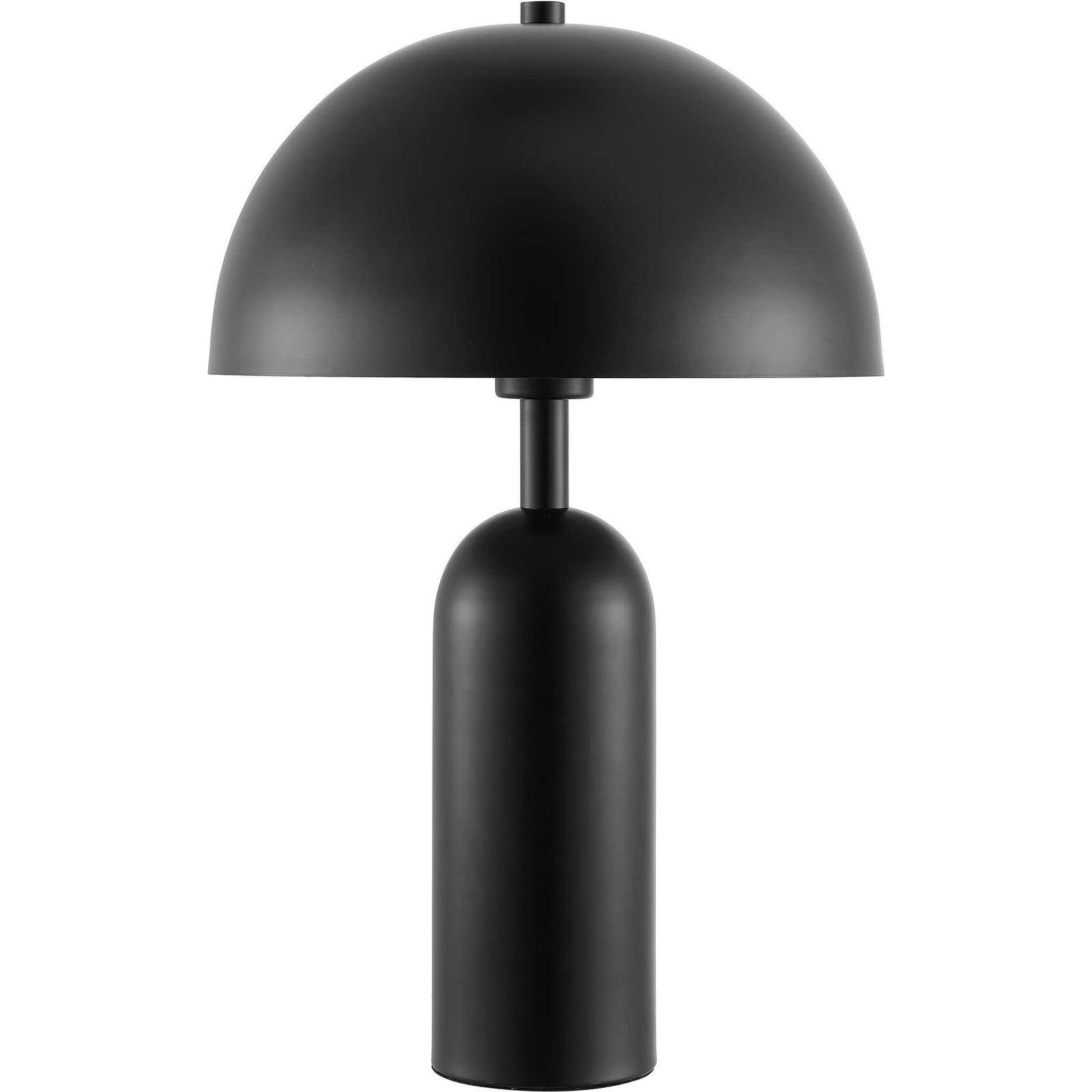 Modern black iron table lamp with dome shade and smooth cylinder base || TBL4539A || front_studio