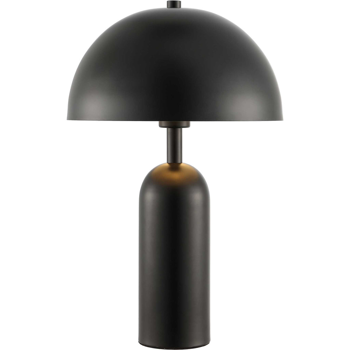 Dome-shade lamp casting warm downward light with matte black finish || TBL4539A || front_on_studio