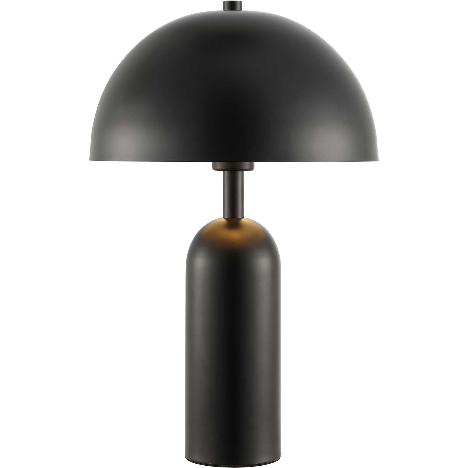 Dome-shade lamp casting warm downward light with matte black finish || TBL4539A || front_on_studio