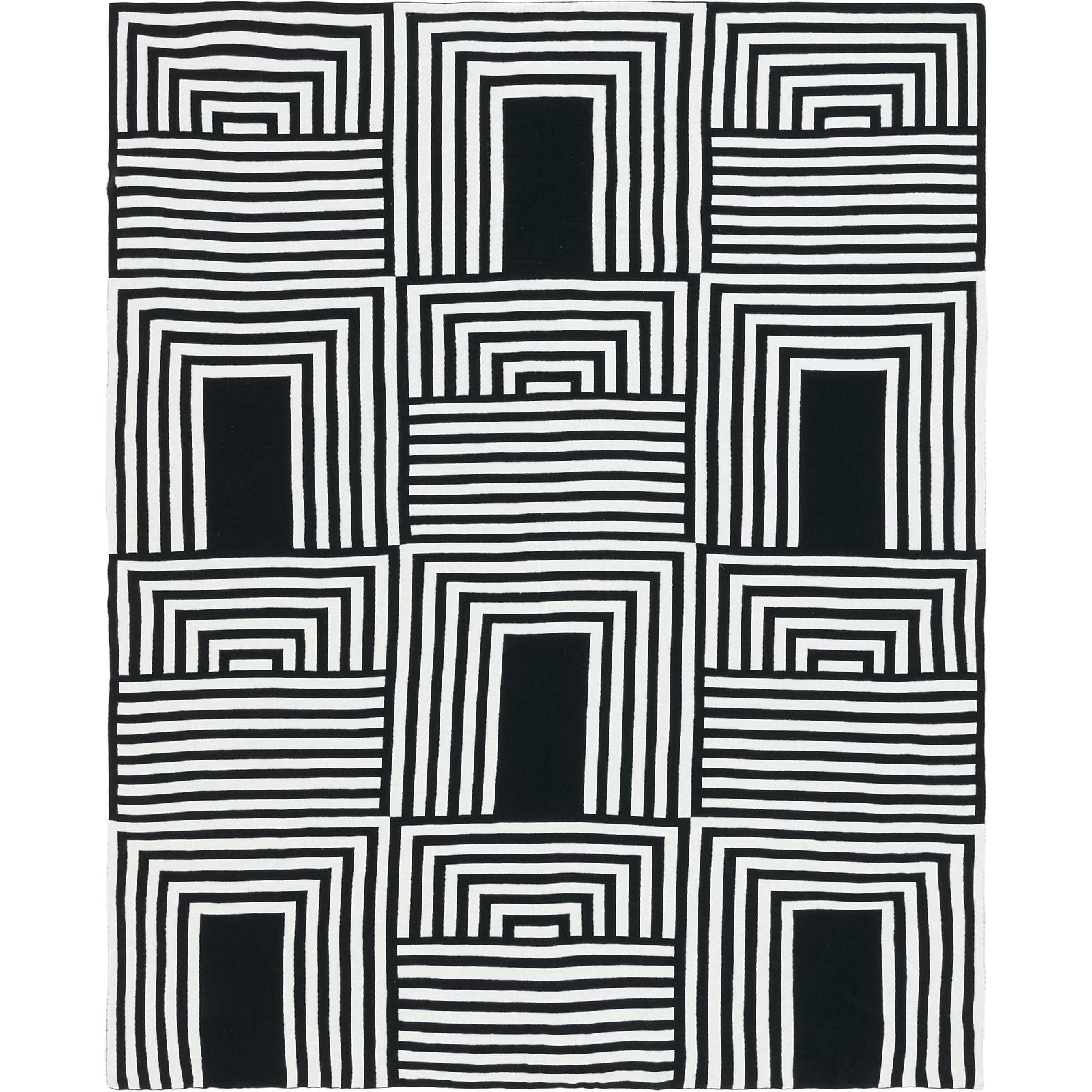 Allover maze of black and ivory stripes create a striking modern statement throw || THR401A-5060 || top_studio