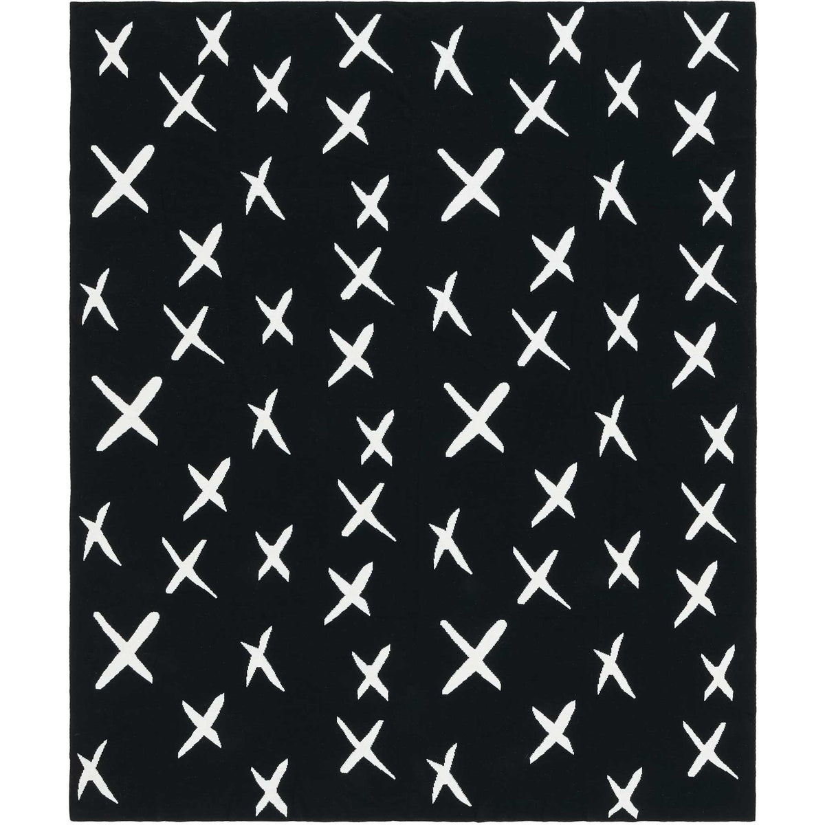 Allover scatter of crisp Xs creates a modern graphic look in black and ivory cotton || THR404A-5060 || top_studio