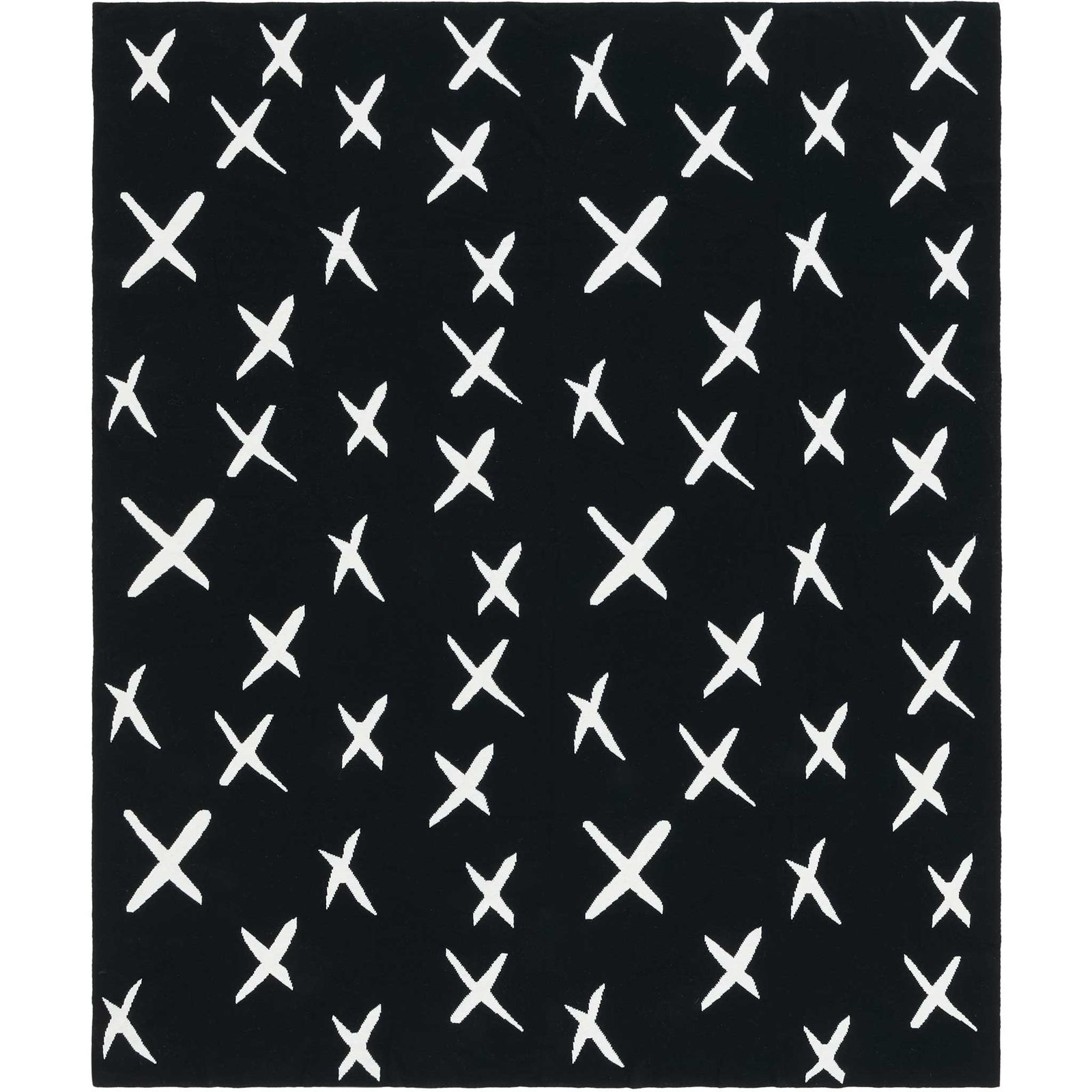 Allover scatter of crisp Xs creates a modern graphic look in black and ivory cotton || THR404A-5060 || top_studio